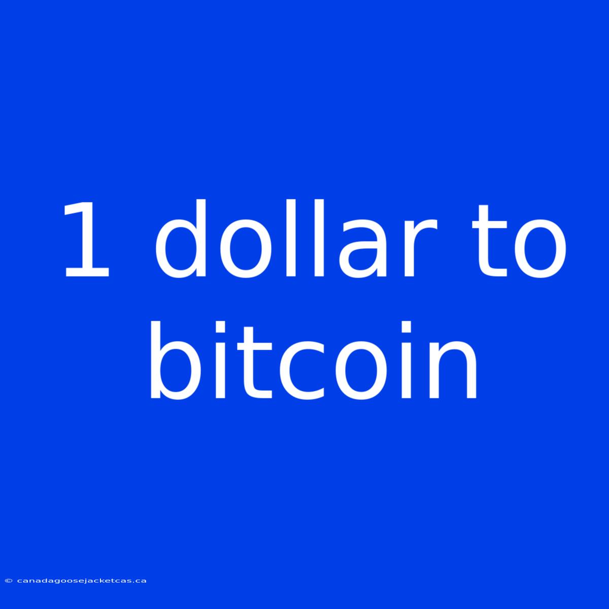 1 Dollar To Bitcoin