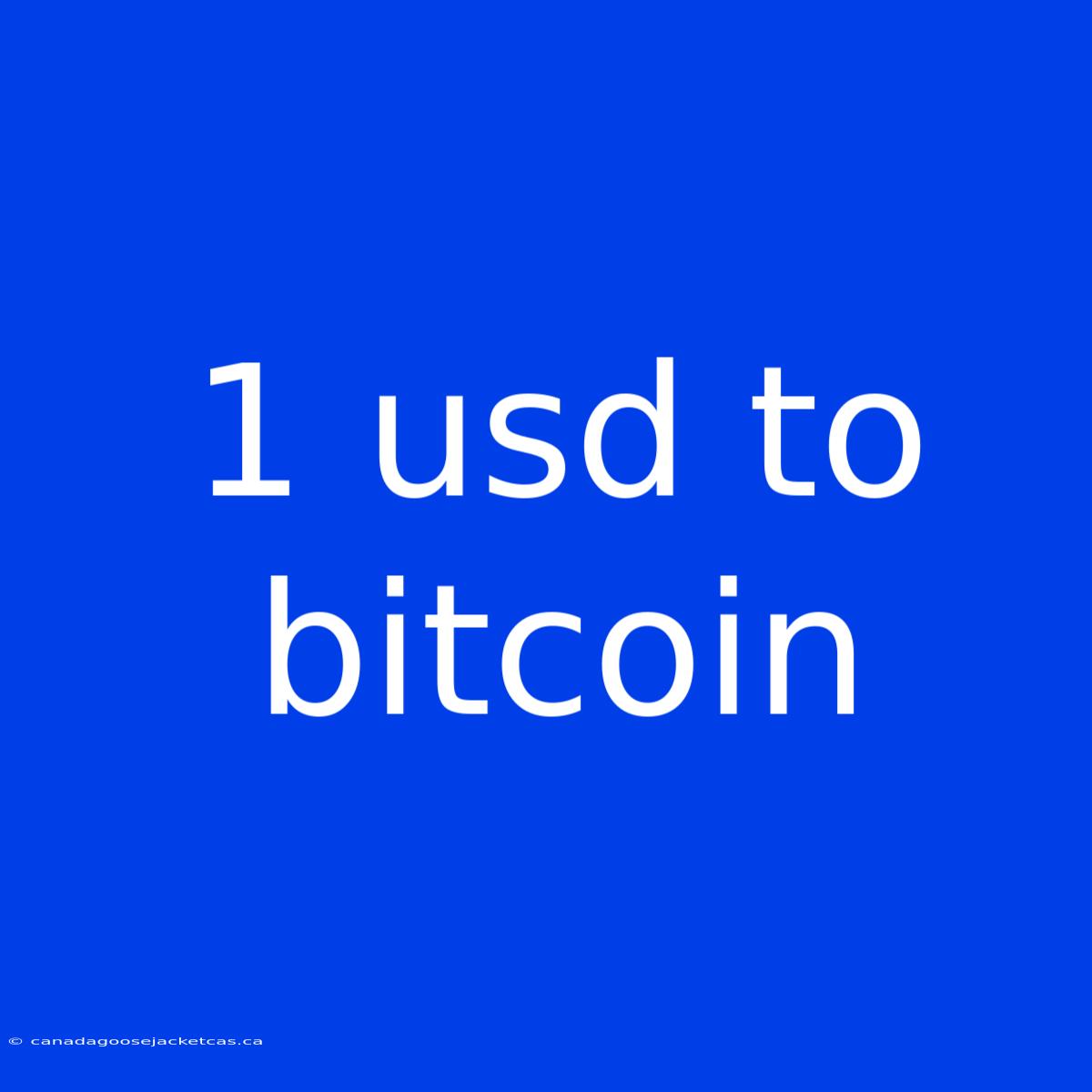 1 Usd To Bitcoin