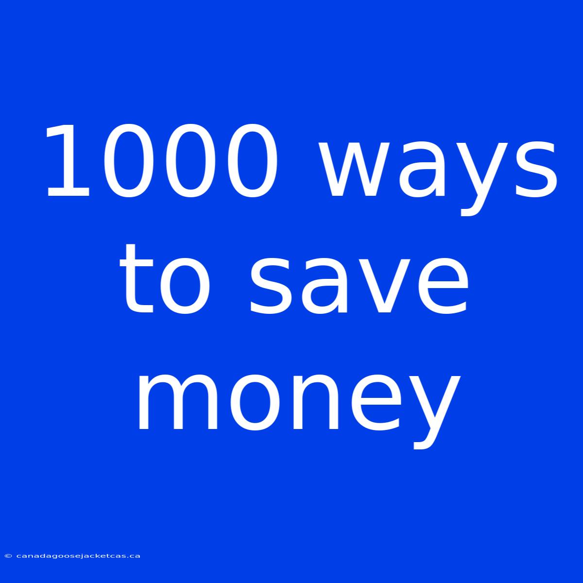 1000 Ways To Save Money