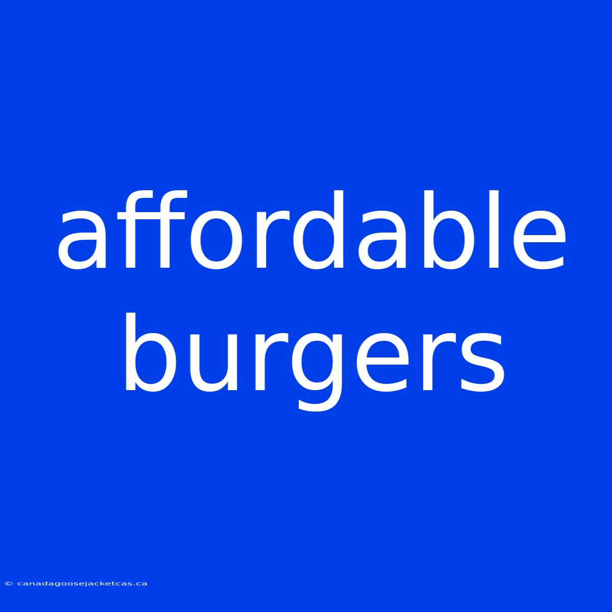 Affordable Burgers