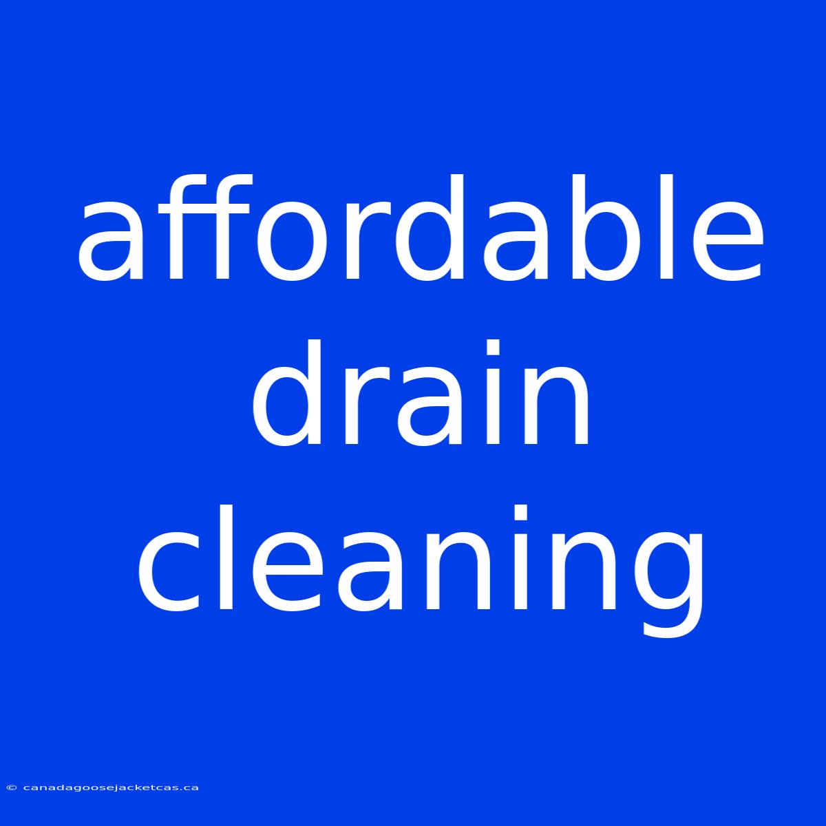 Affordable Drain Cleaning