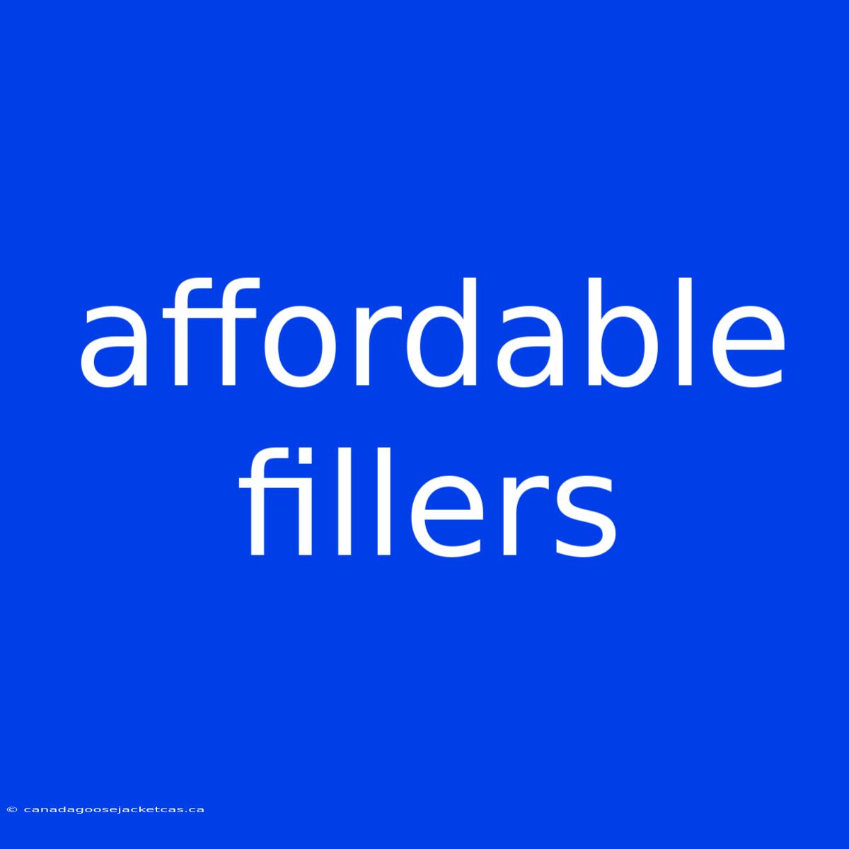 Affordable Fillers