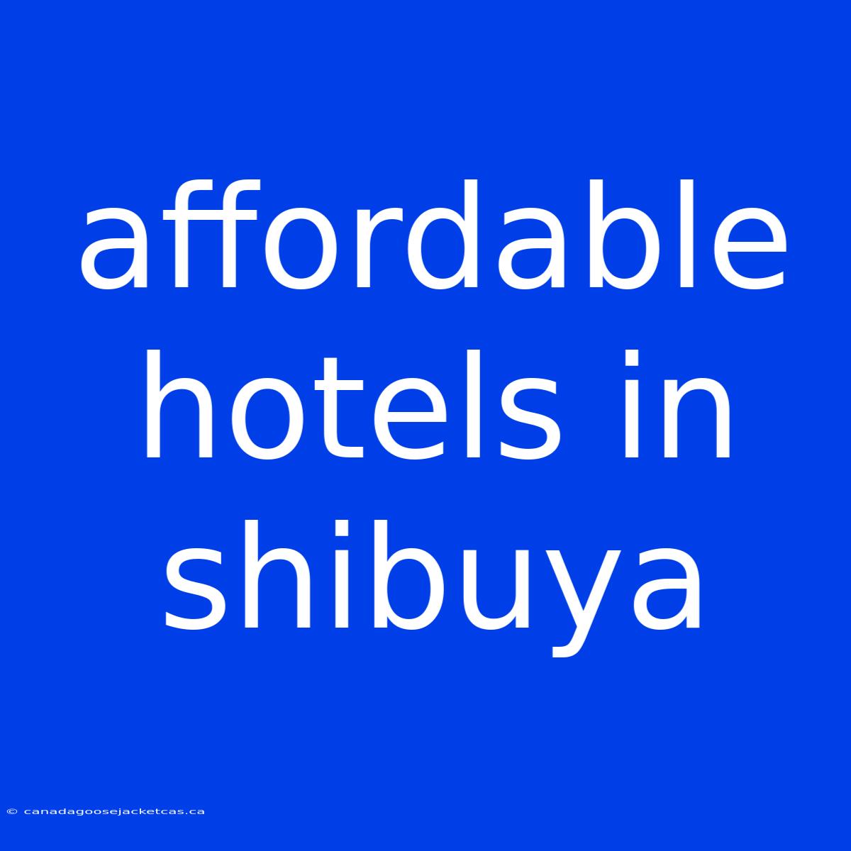 Affordable Hotels In Shibuya