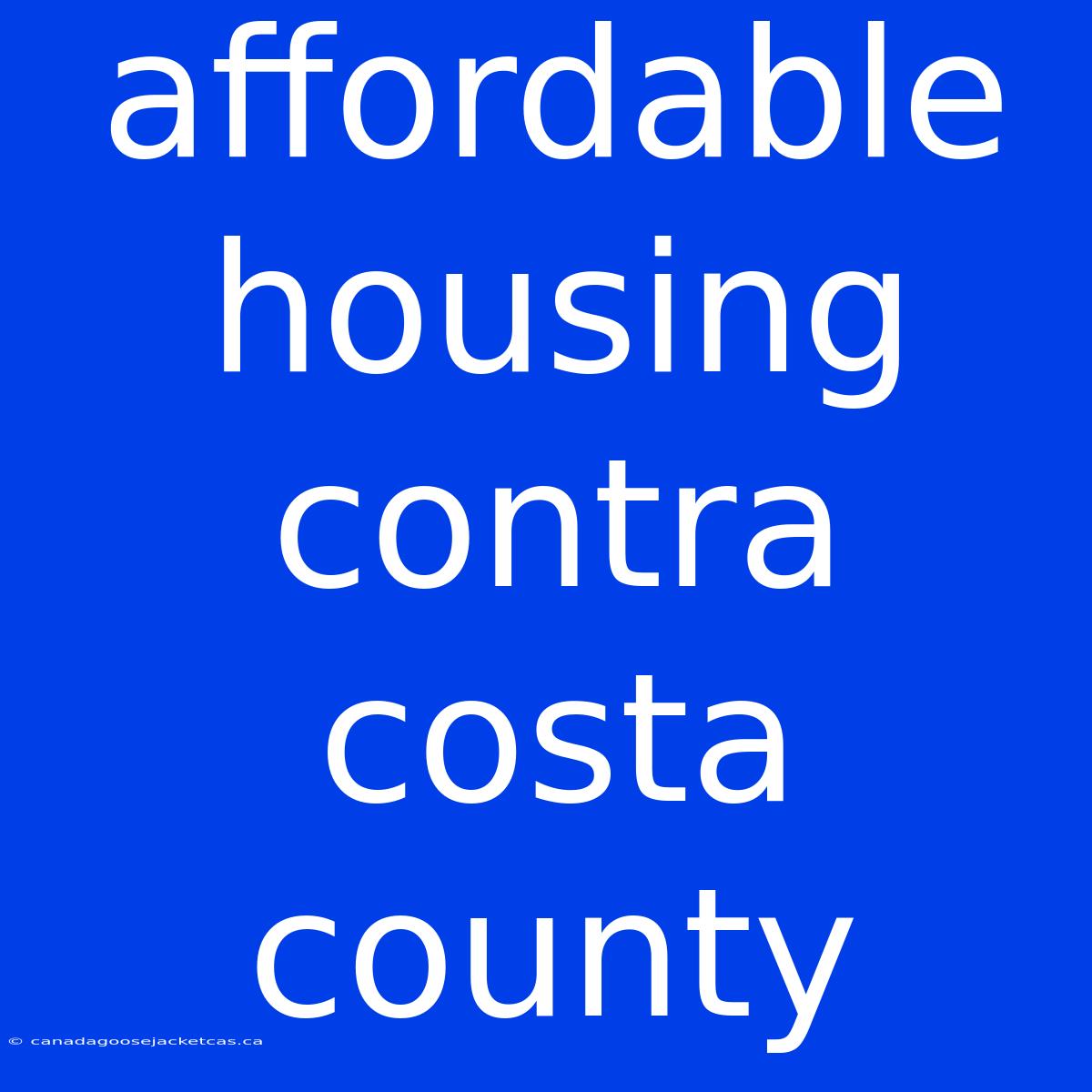 Affordable Housing Contra Costa County