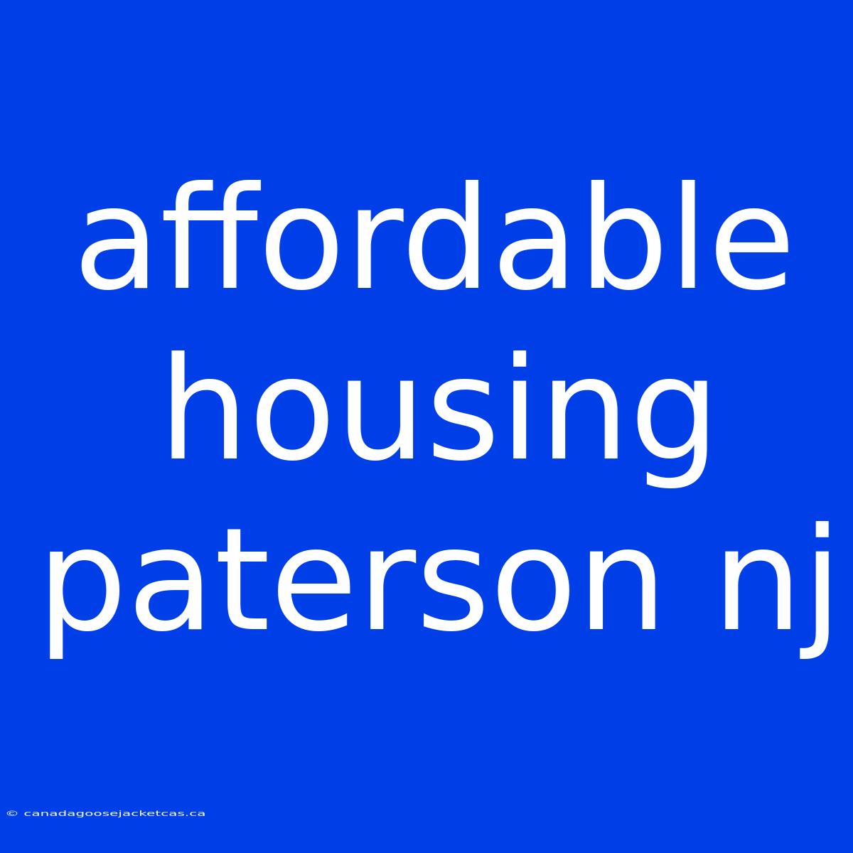 Affordable Housing Paterson Nj