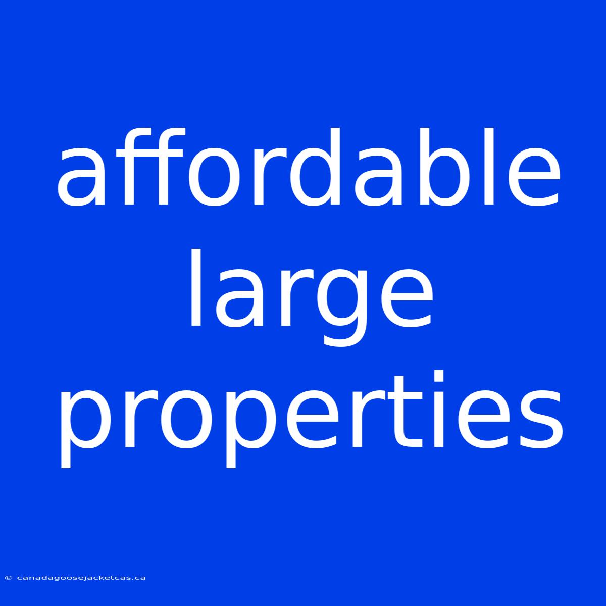 Affordable Large Properties