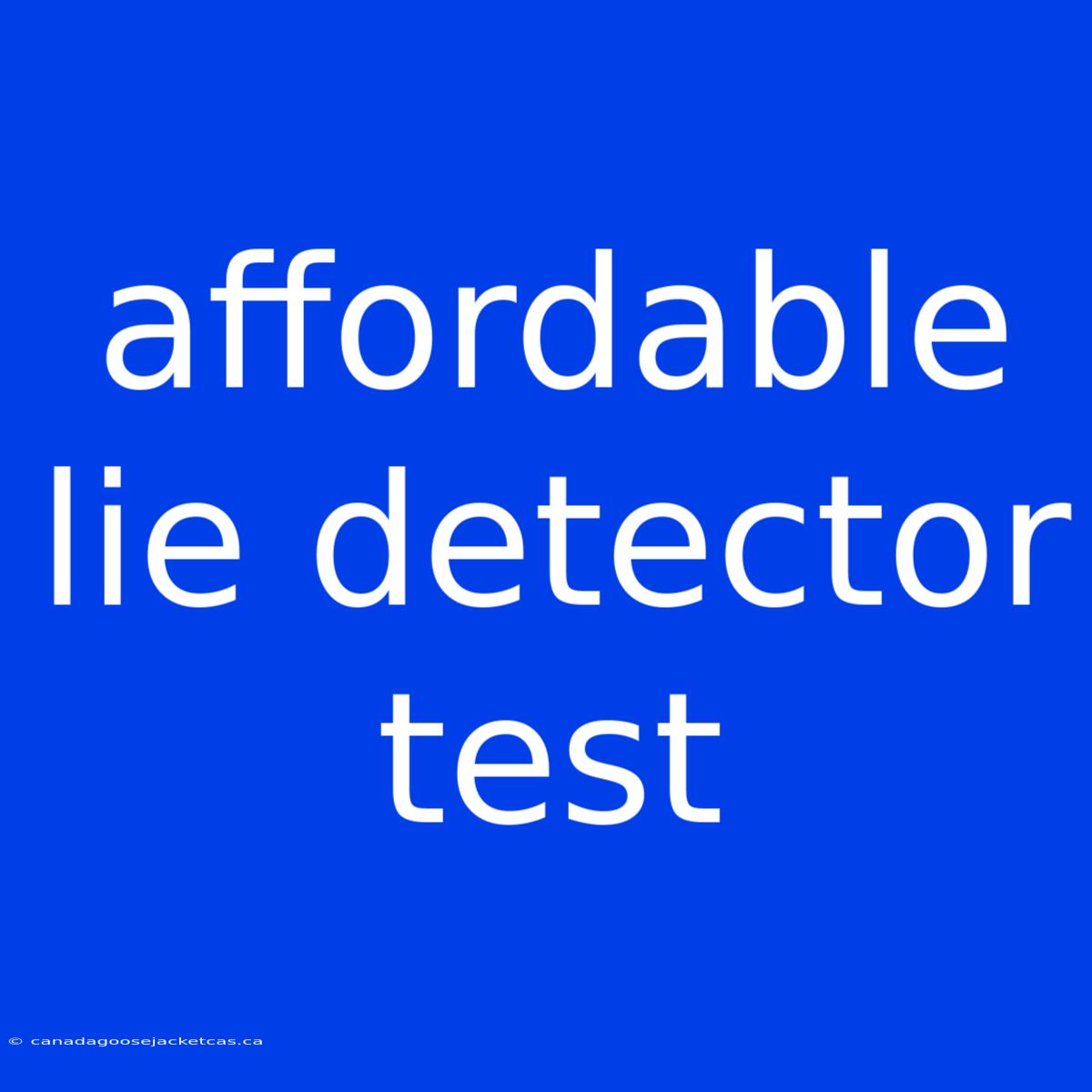 Affordable Lie Detector Test