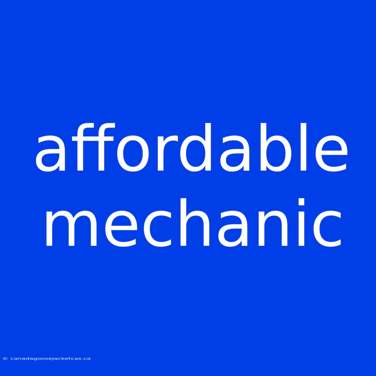 Affordable Mechanic