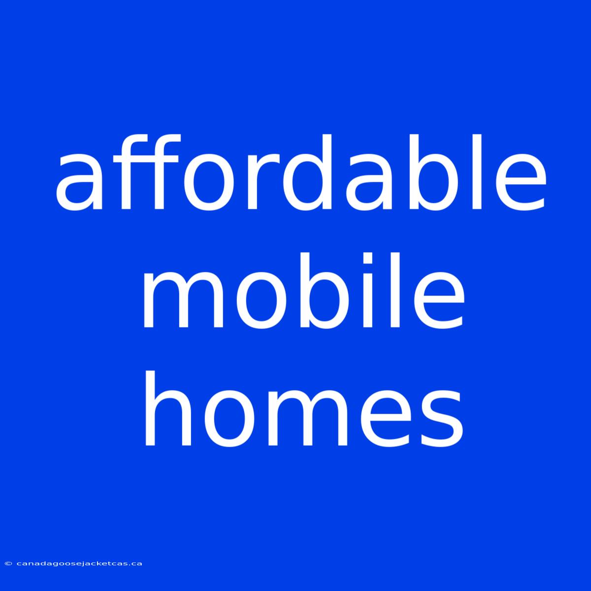 Affordable Mobile Homes