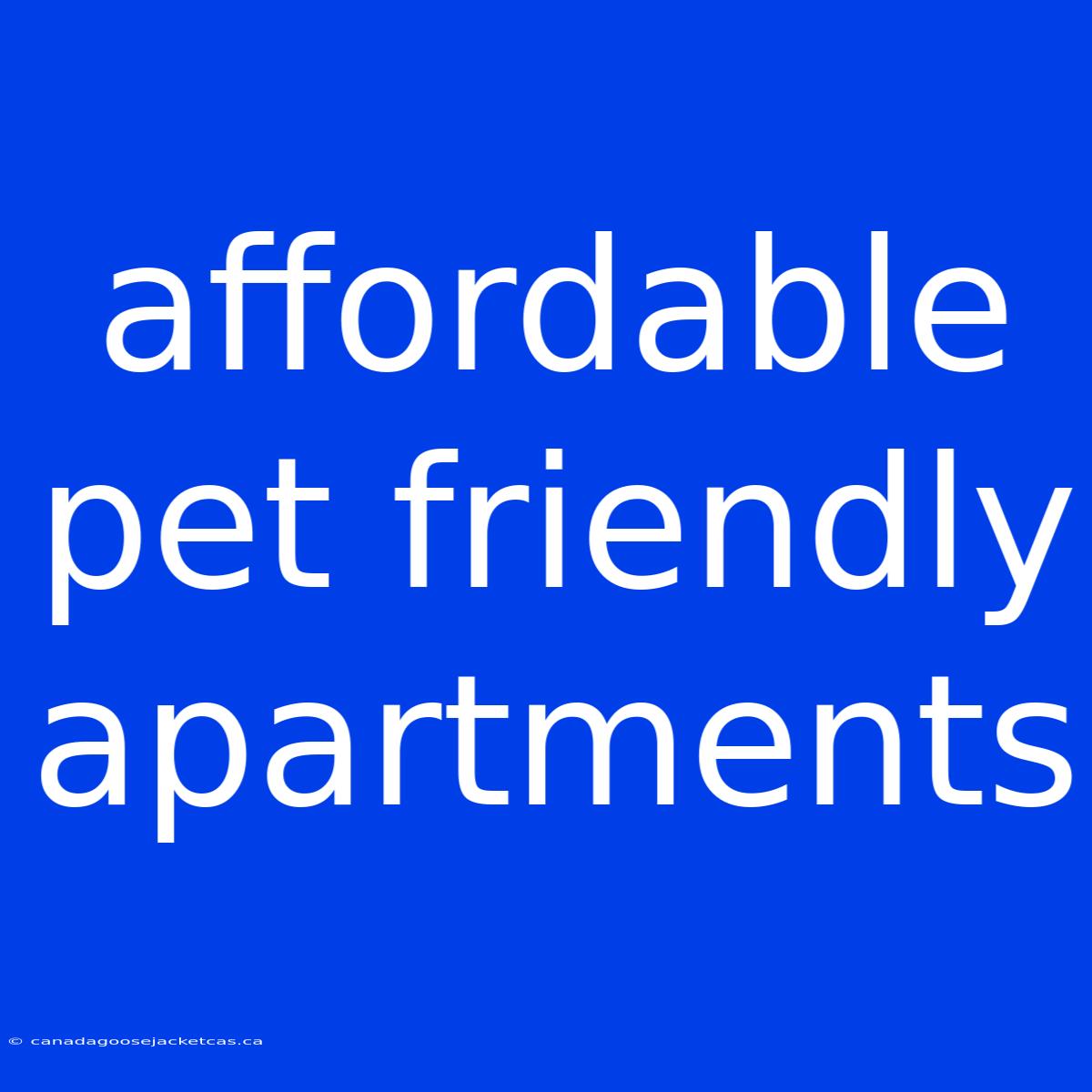 Affordable Pet Friendly Apartments