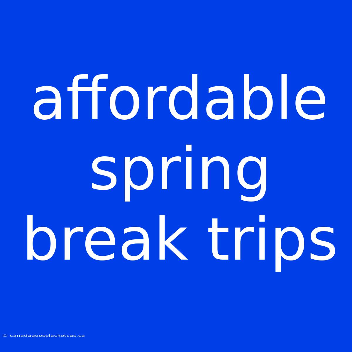 Affordable Spring Break Trips