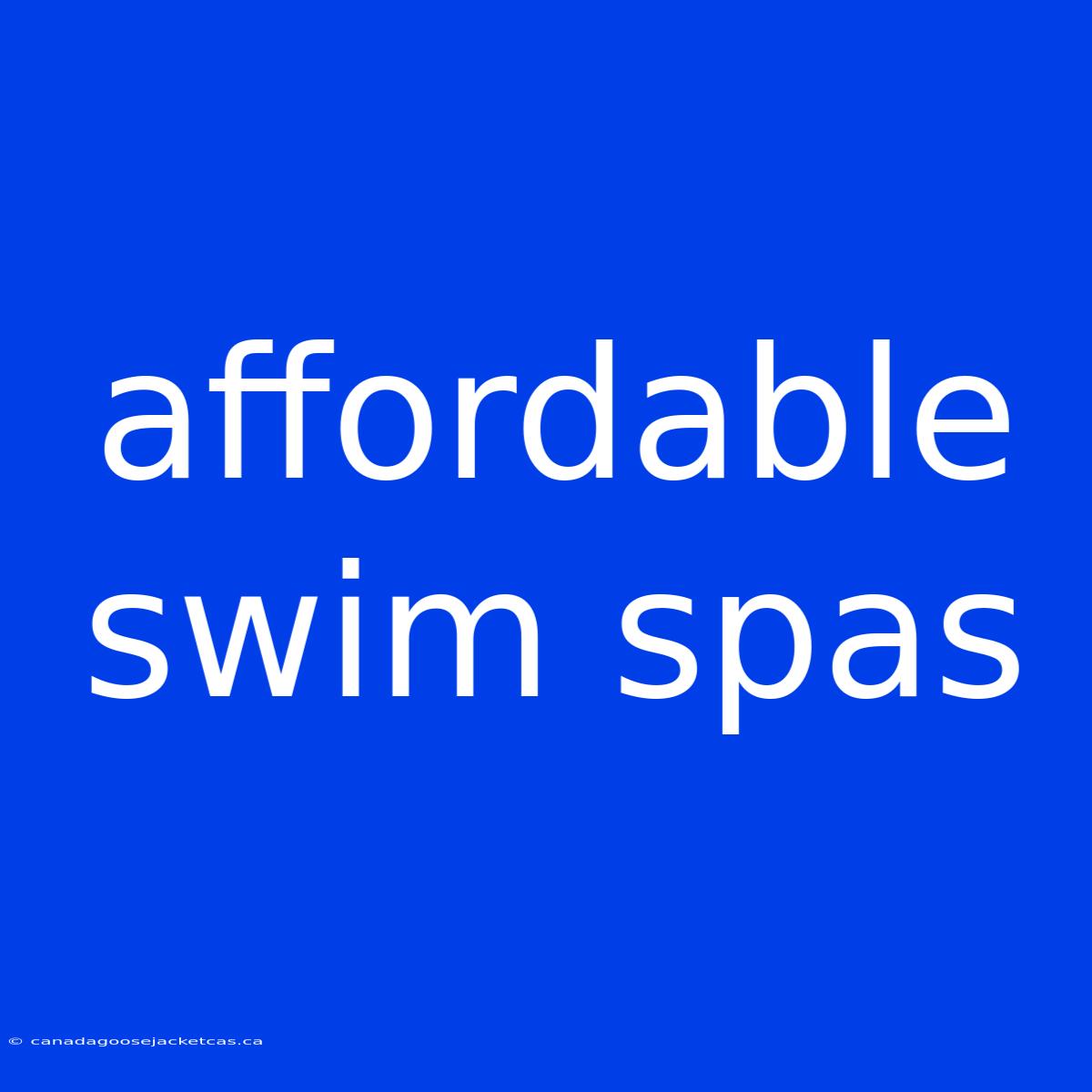 Affordable Swim Spas