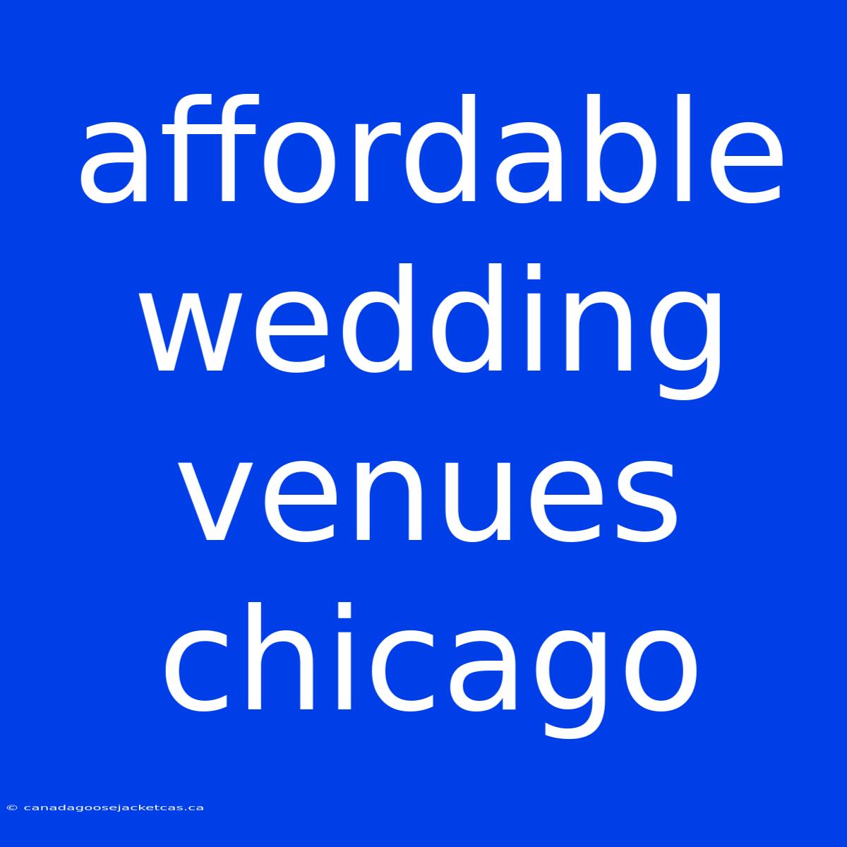 Affordable Wedding Venues Chicago