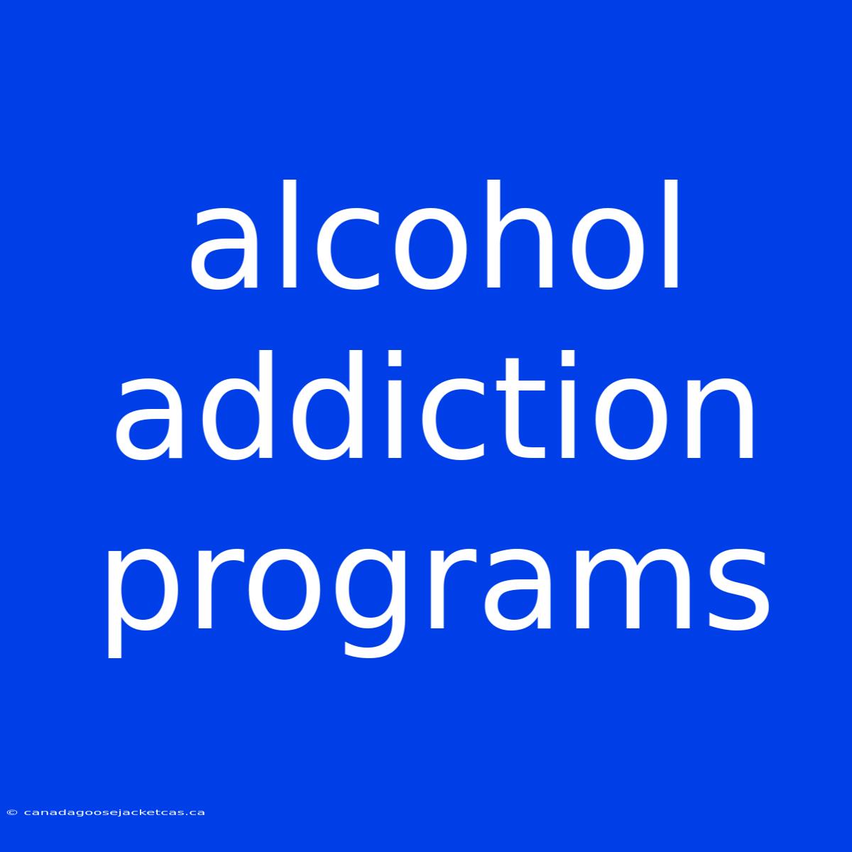 Alcohol Addiction Programs