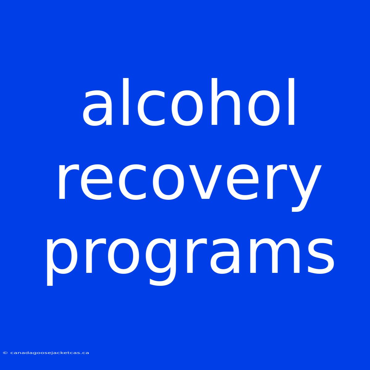 Alcohol Recovery Programs