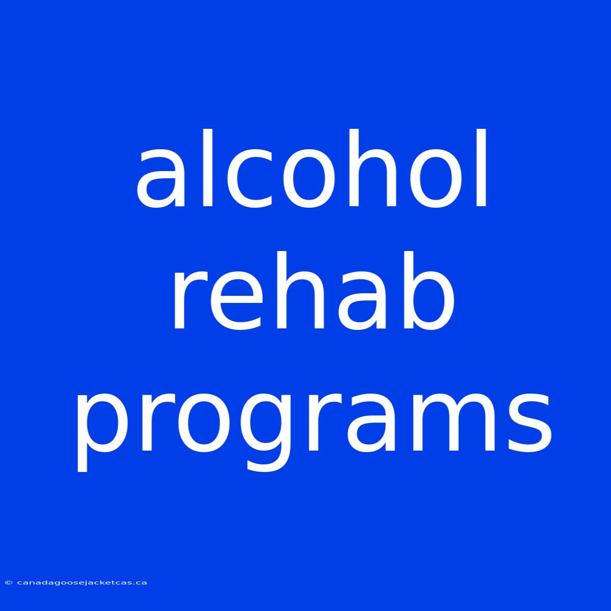 Alcohol Rehab Programs