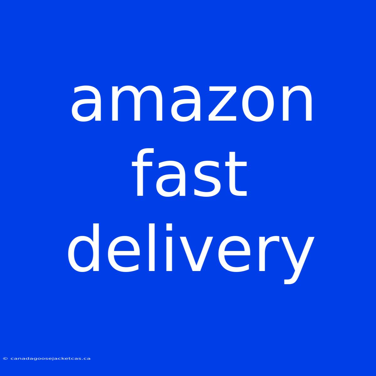 Amazon Fast Delivery