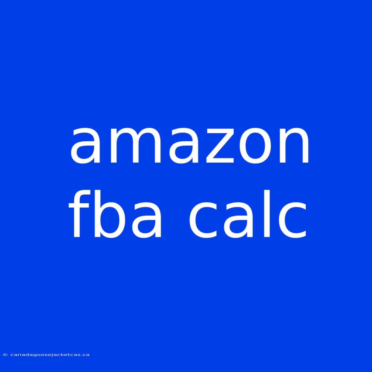 Amazon Fba Calc