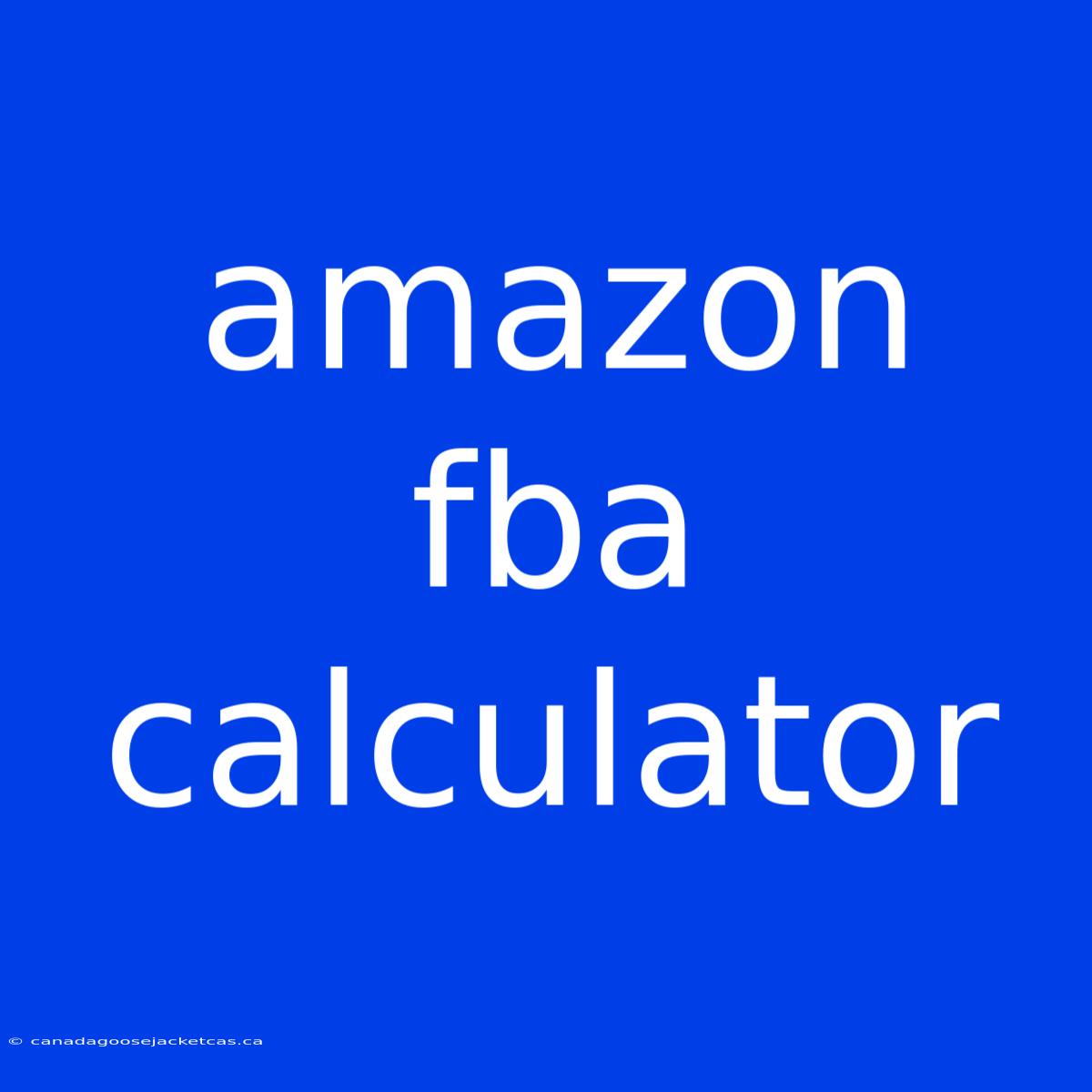 Amazon Fba Calculator