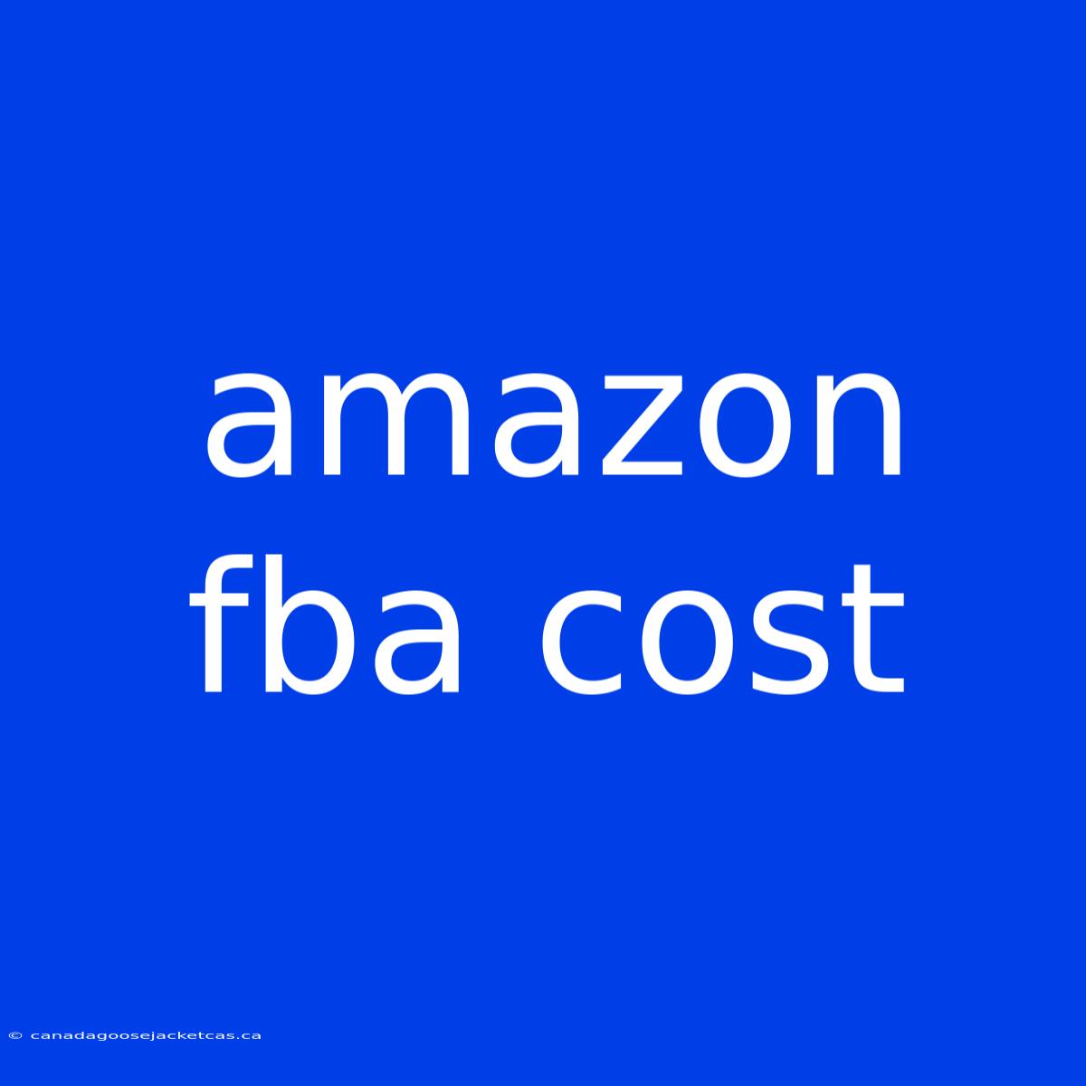 Amazon Fba Cost