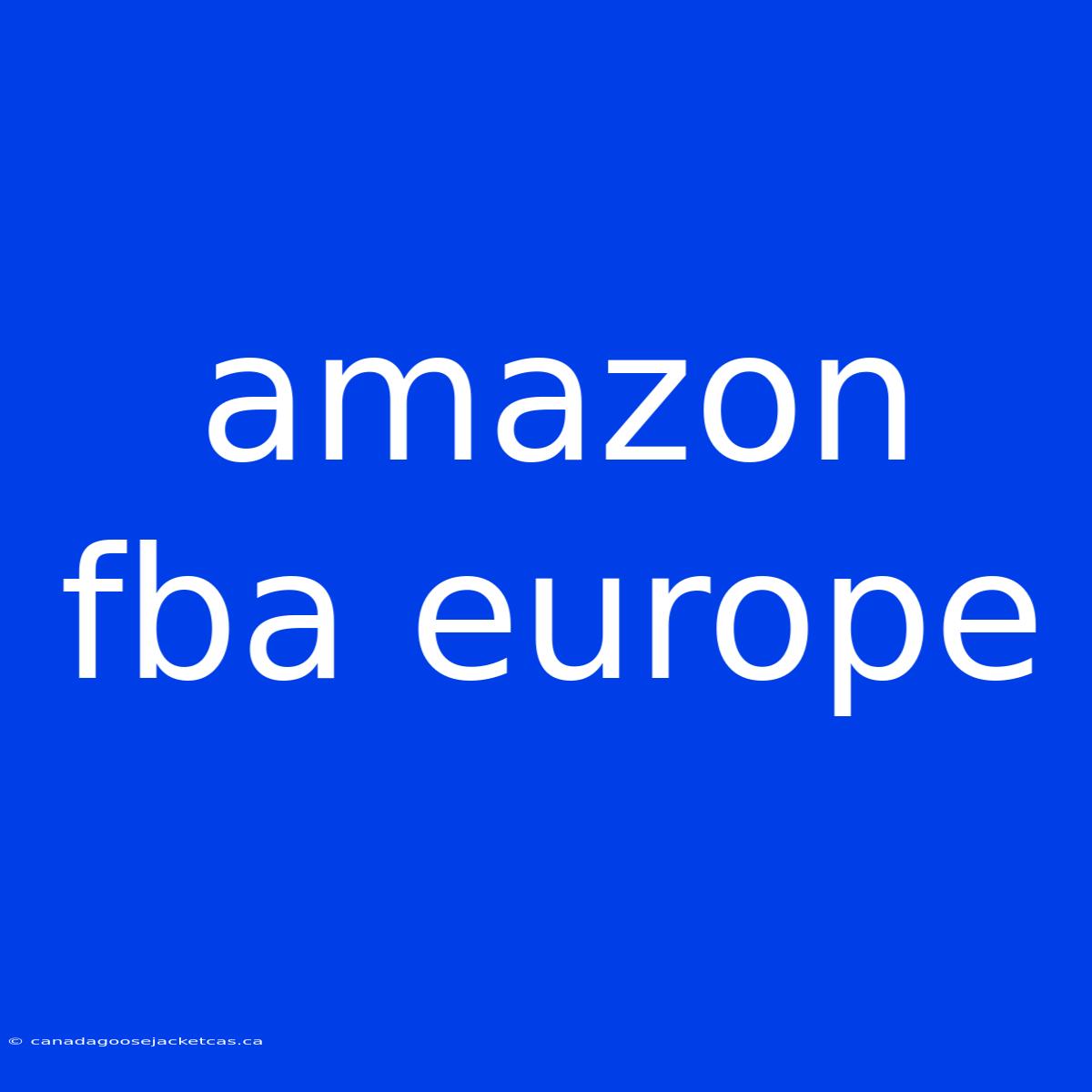 Amazon Fba Europe