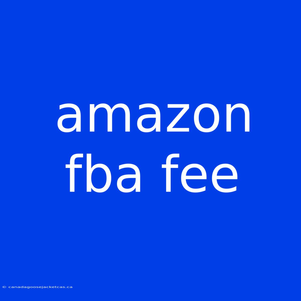 Amazon Fba Fee