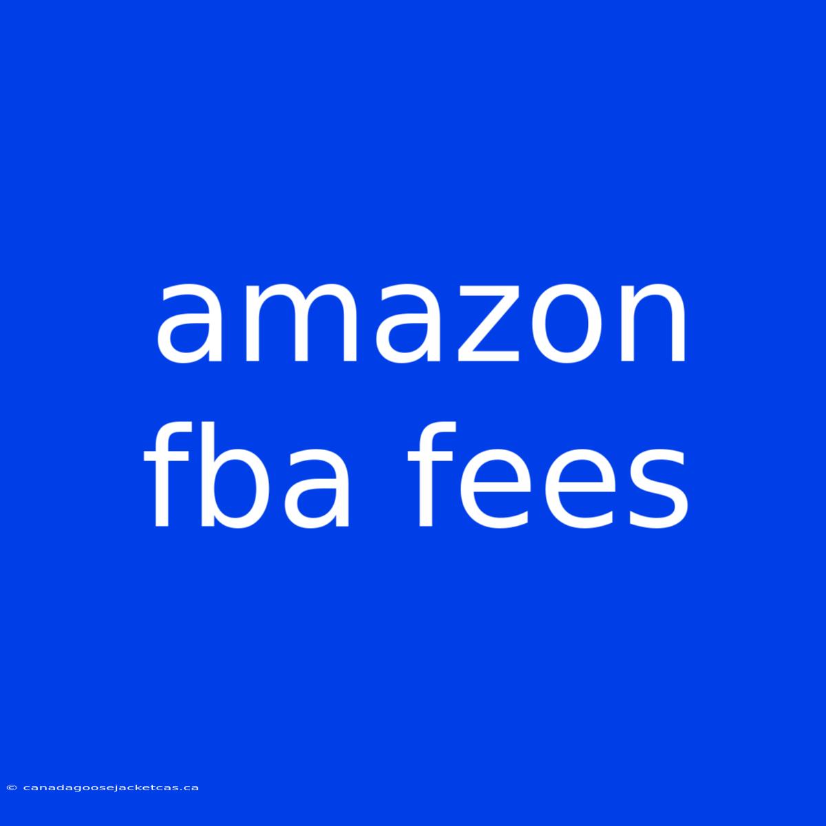 Amazon Fba Fees