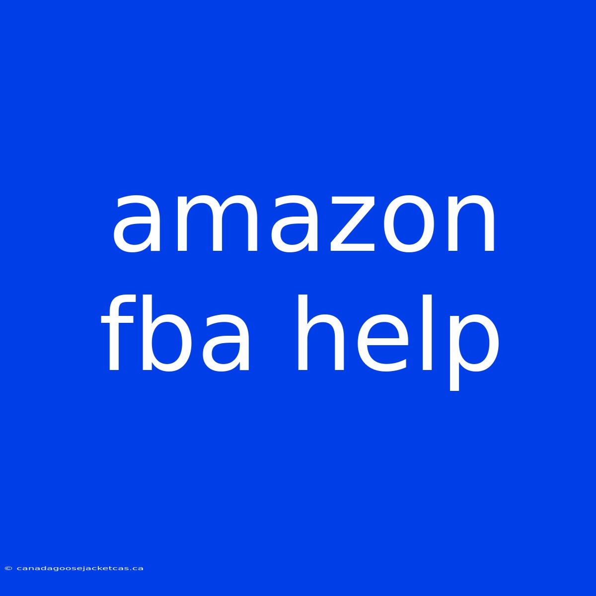 Amazon Fba Help