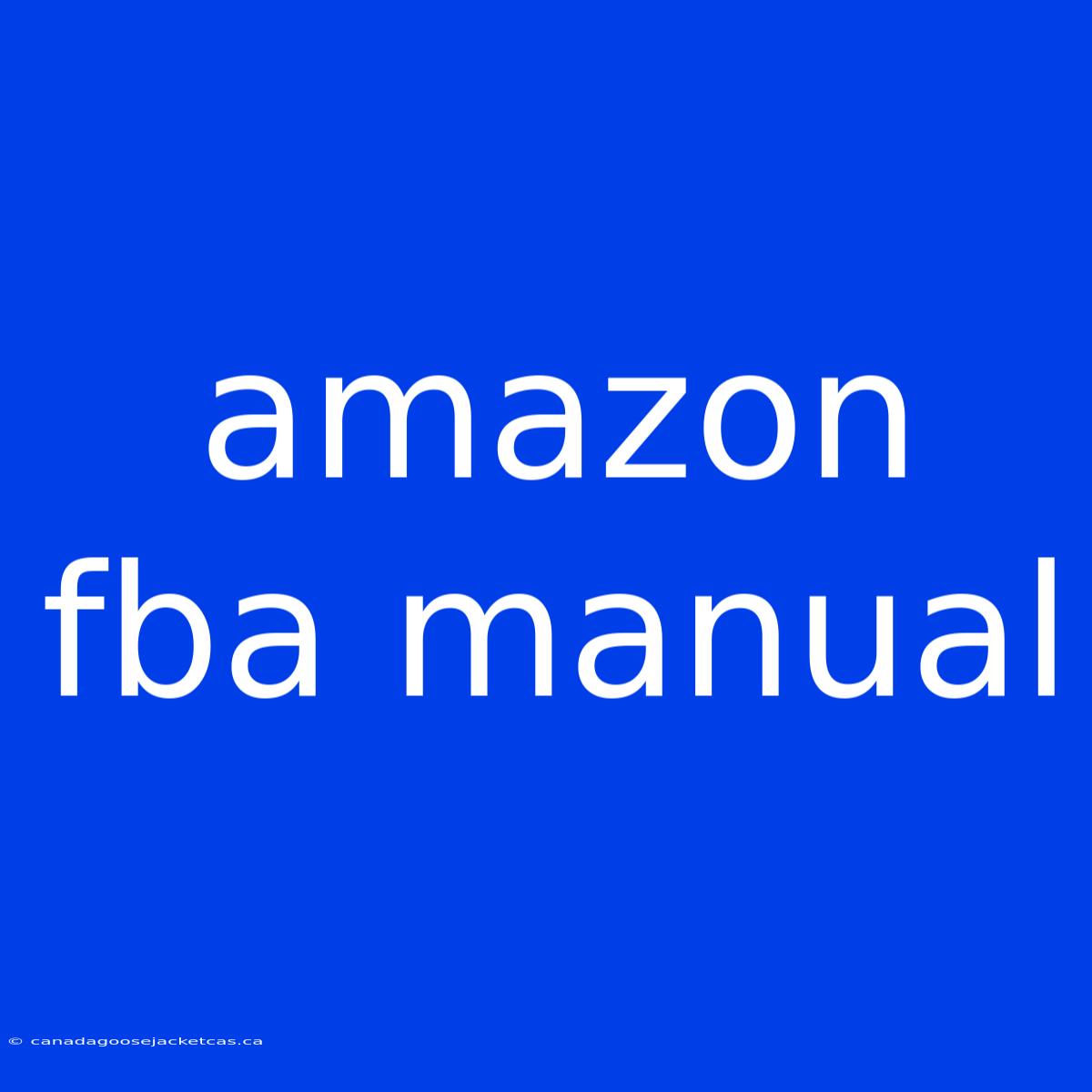 Amazon Fba Manual