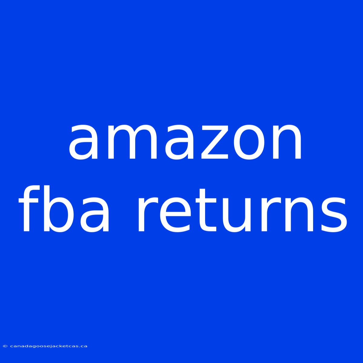 Amazon Fba Returns