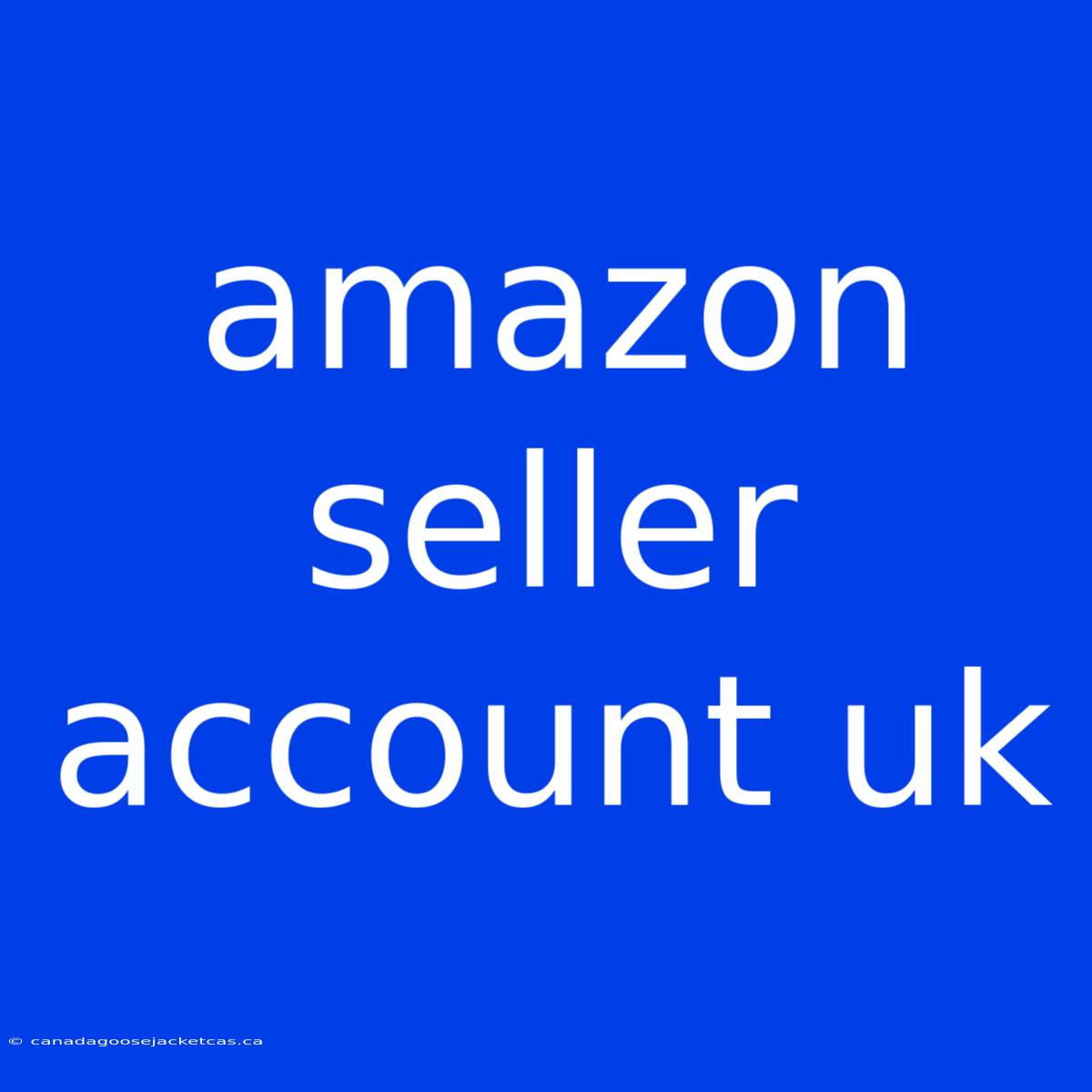 Amazon Seller Account Uk