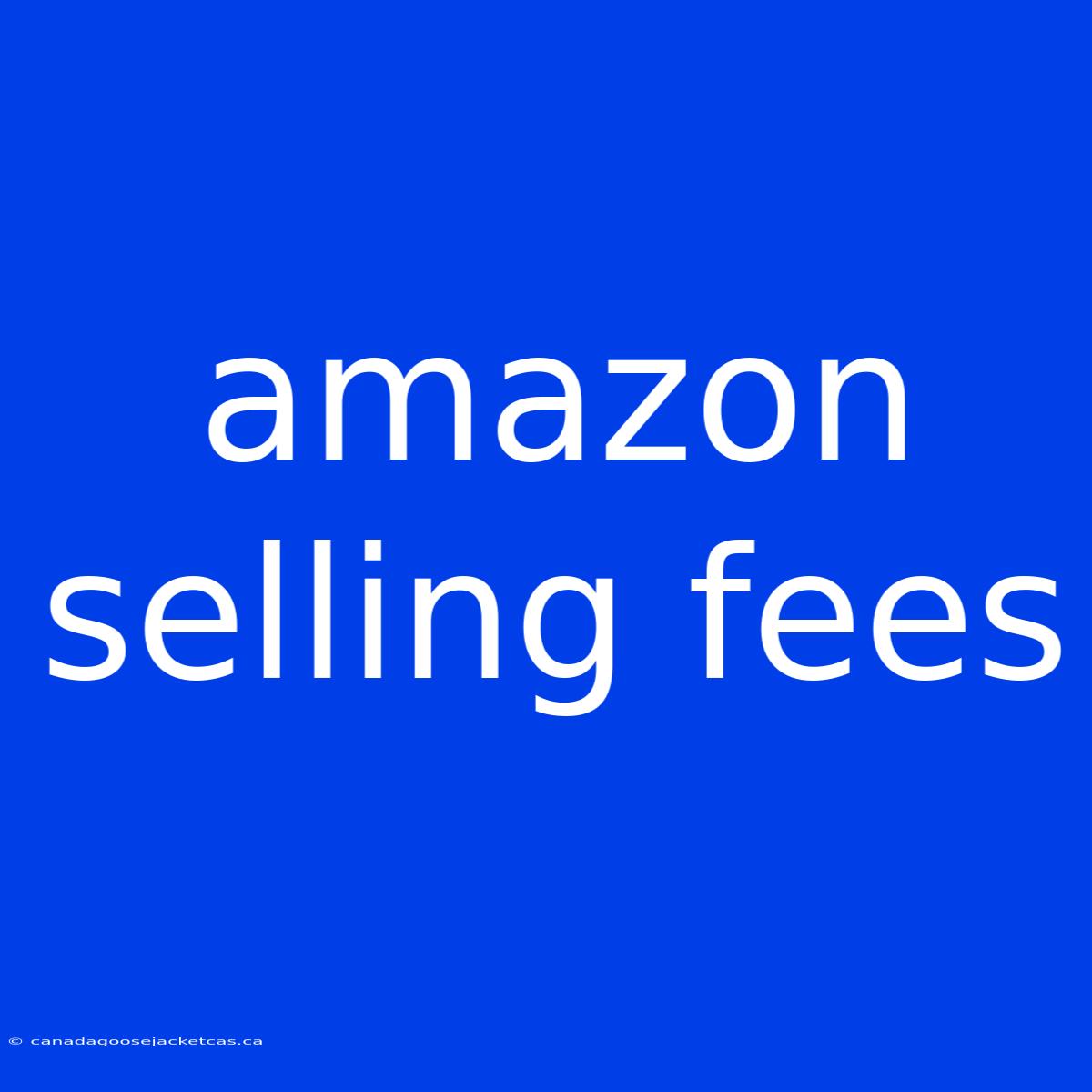 Amazon Selling Fees