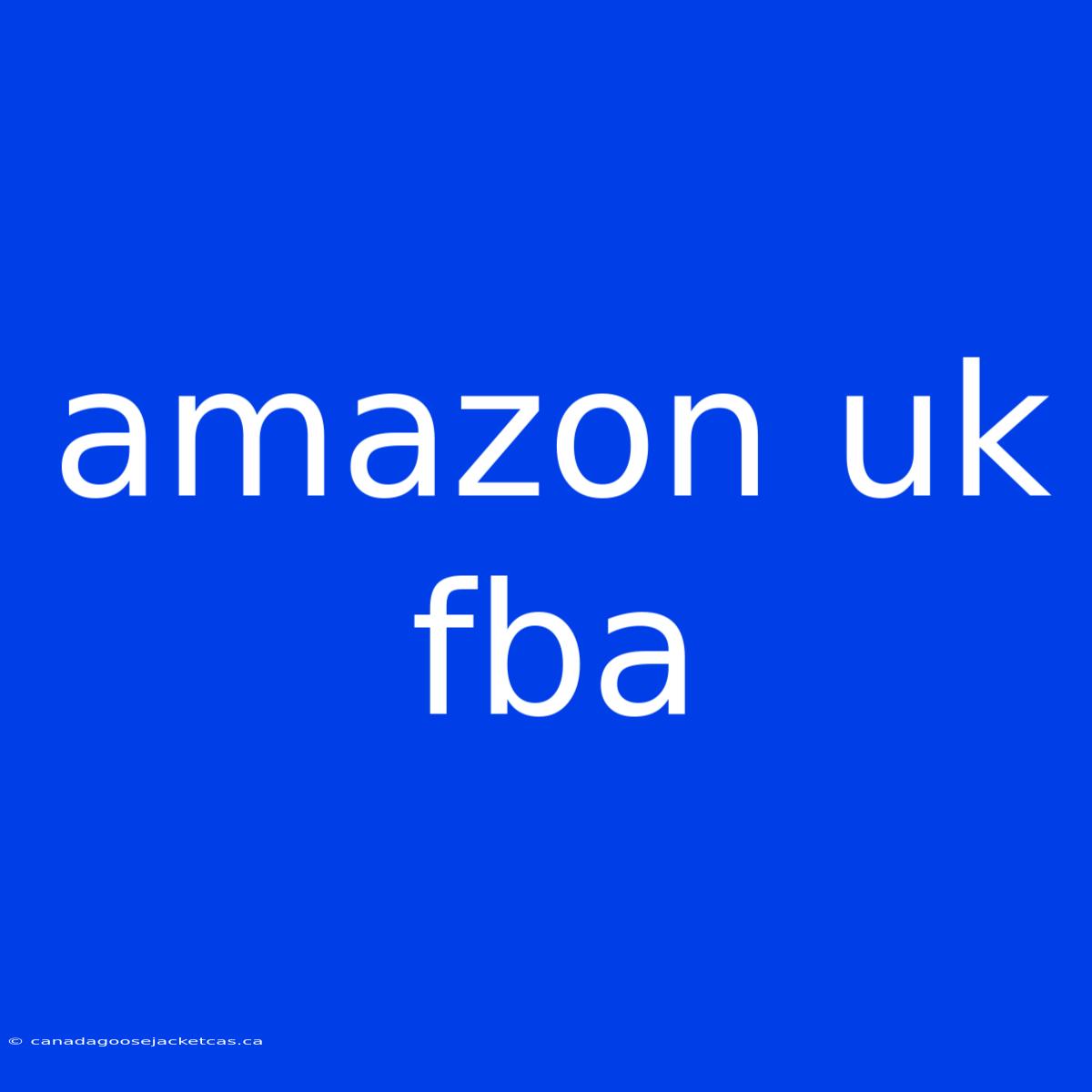 Amazon Uk Fba