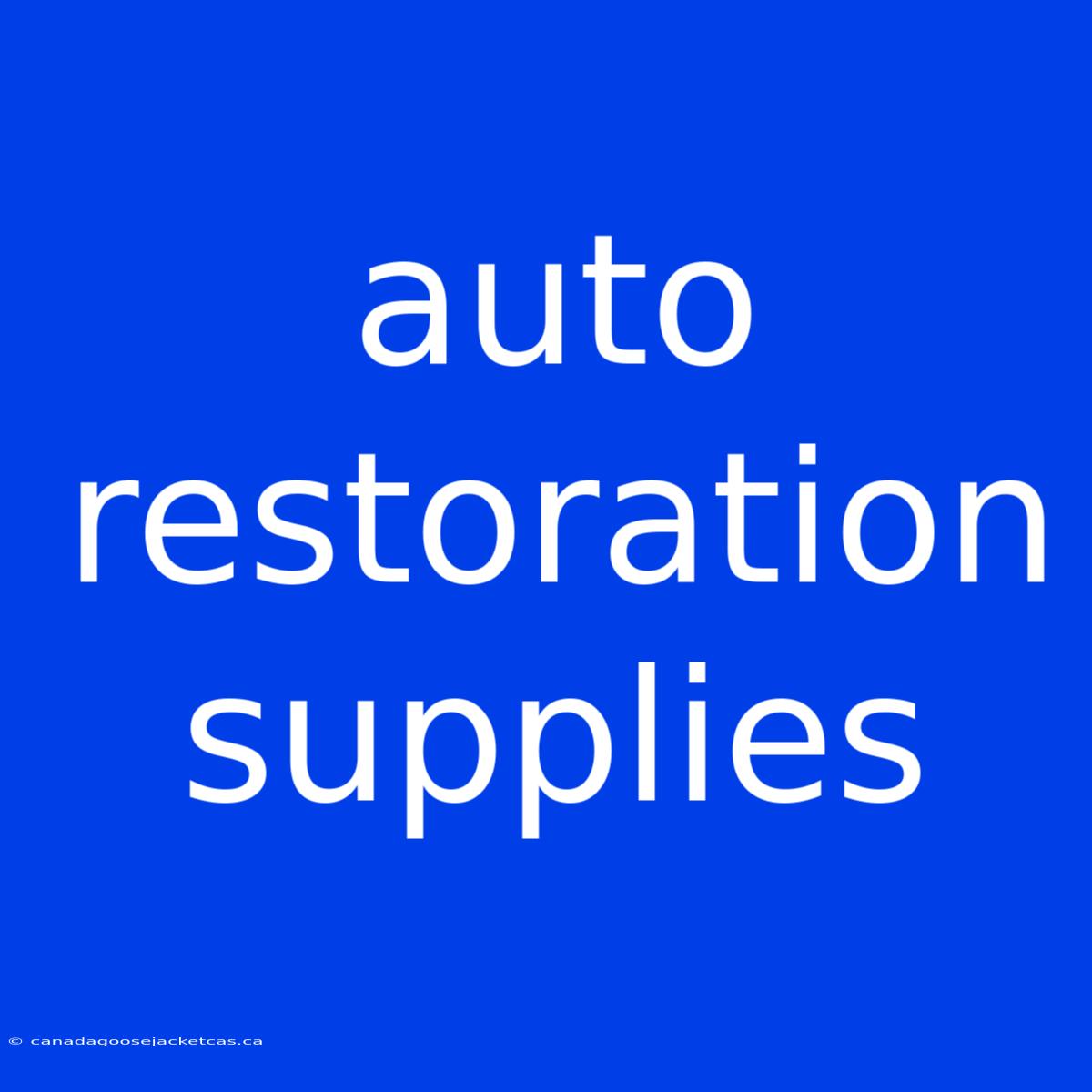 Auto Restoration Supplies