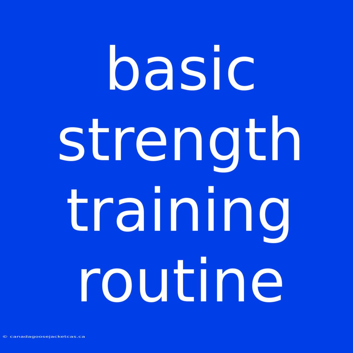 Basic Strength Training Routine