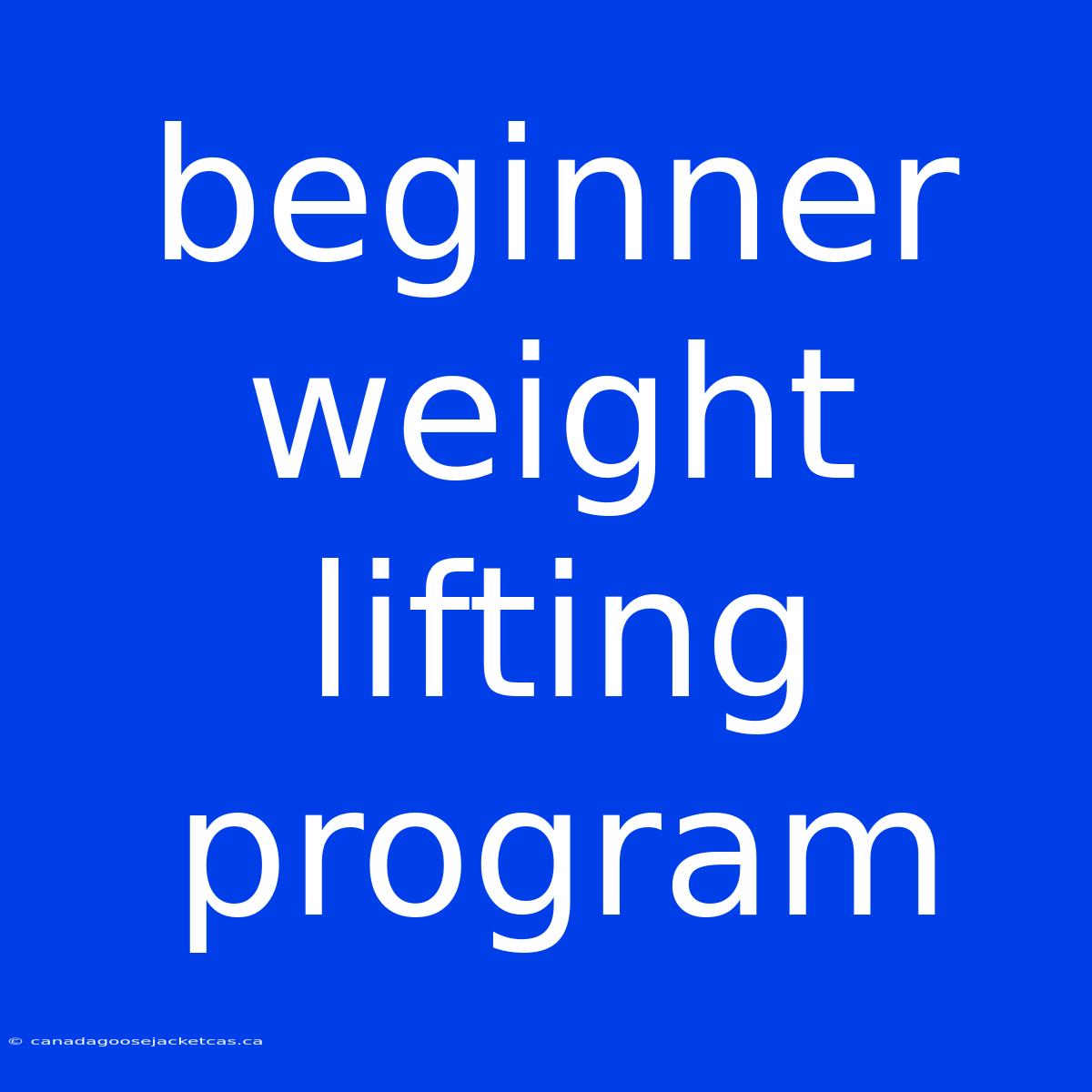 Beginner Weight Lifting Program