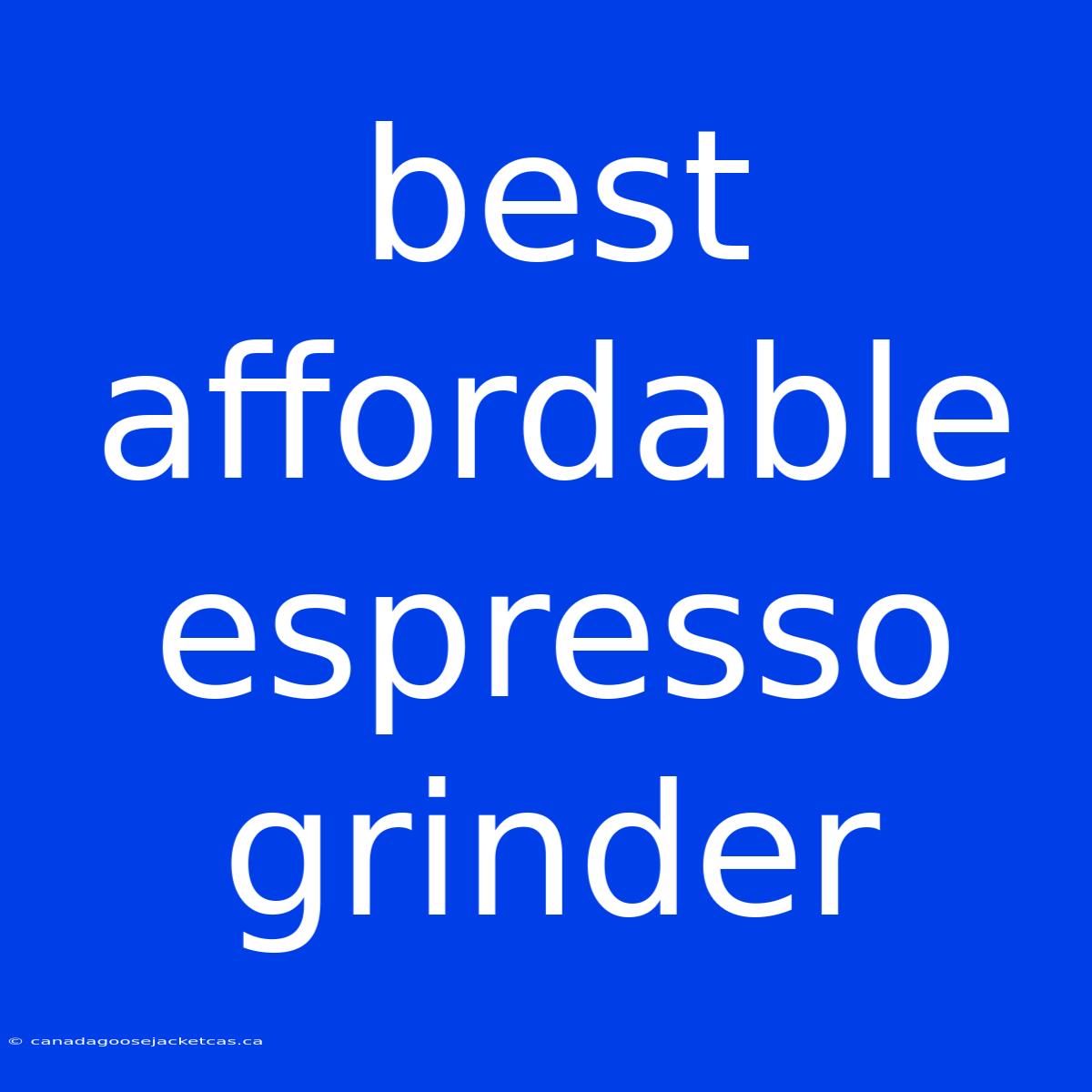 Best Affordable Espresso Grinder