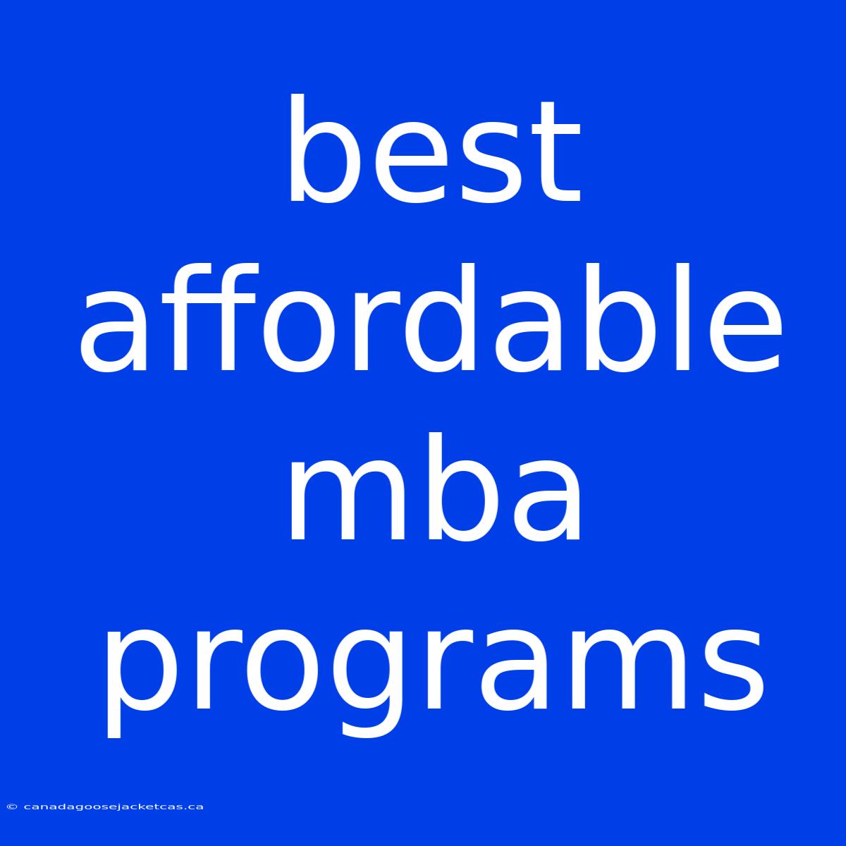 Best Affordable Mba Programs