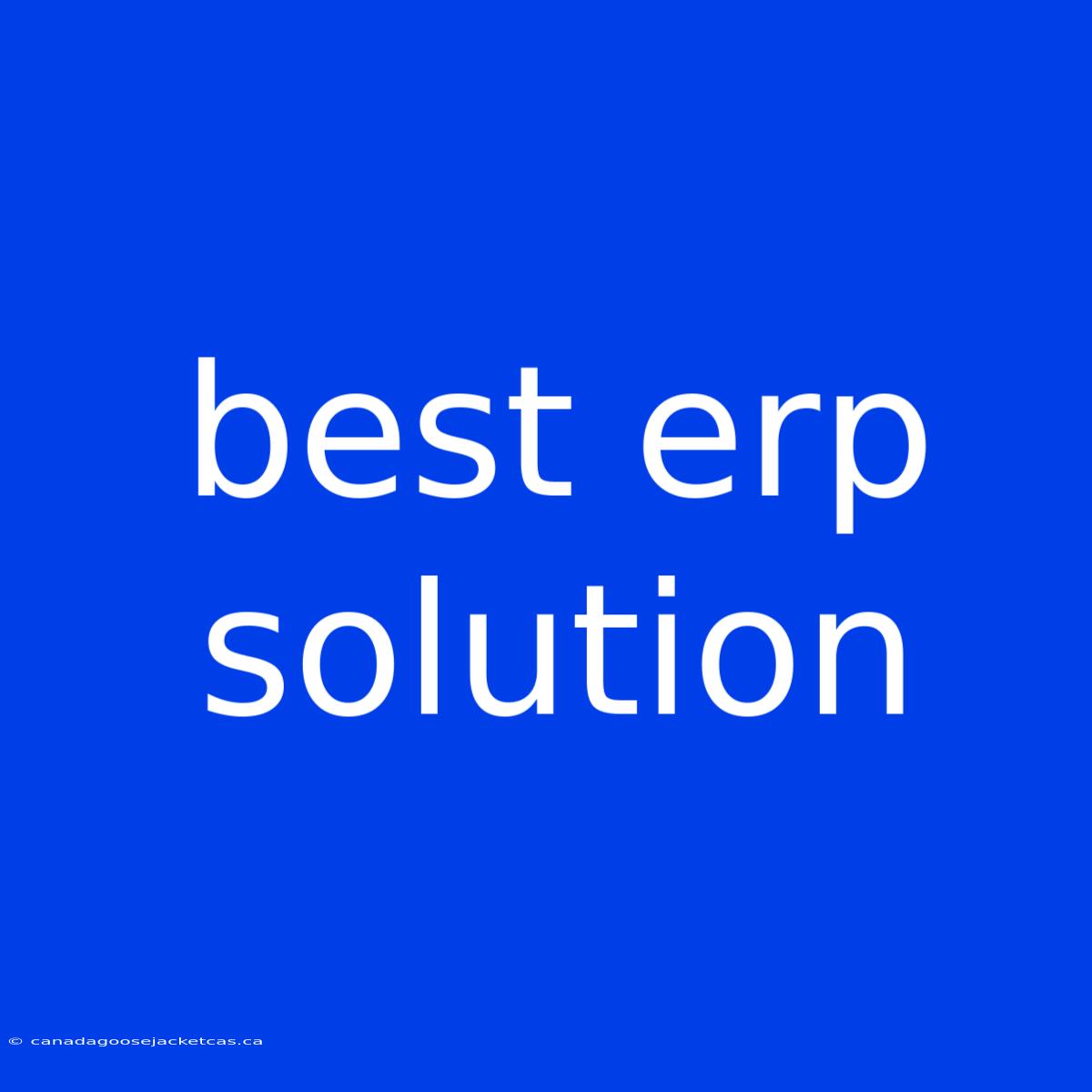 Best Erp Solution