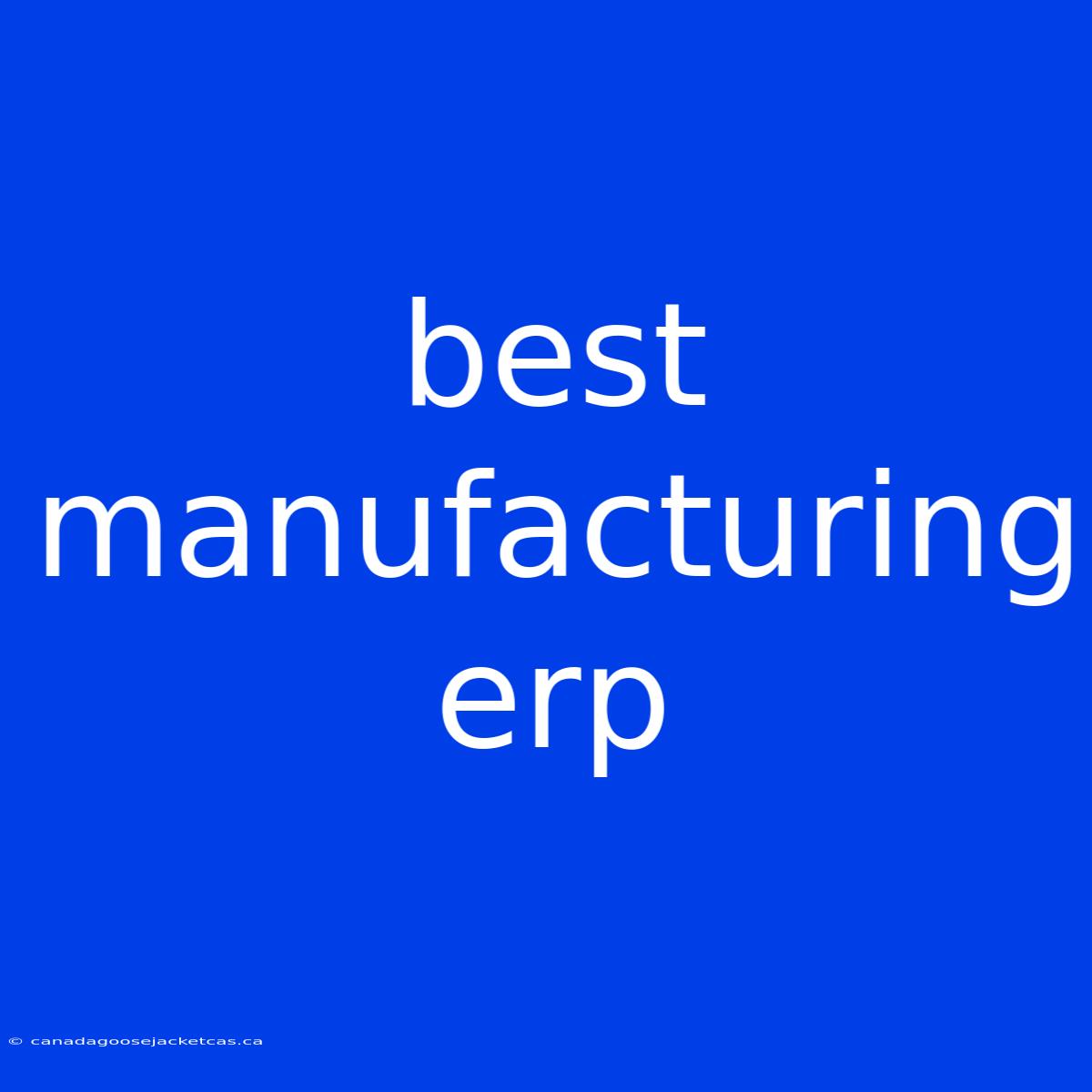 Best Manufacturing Erp