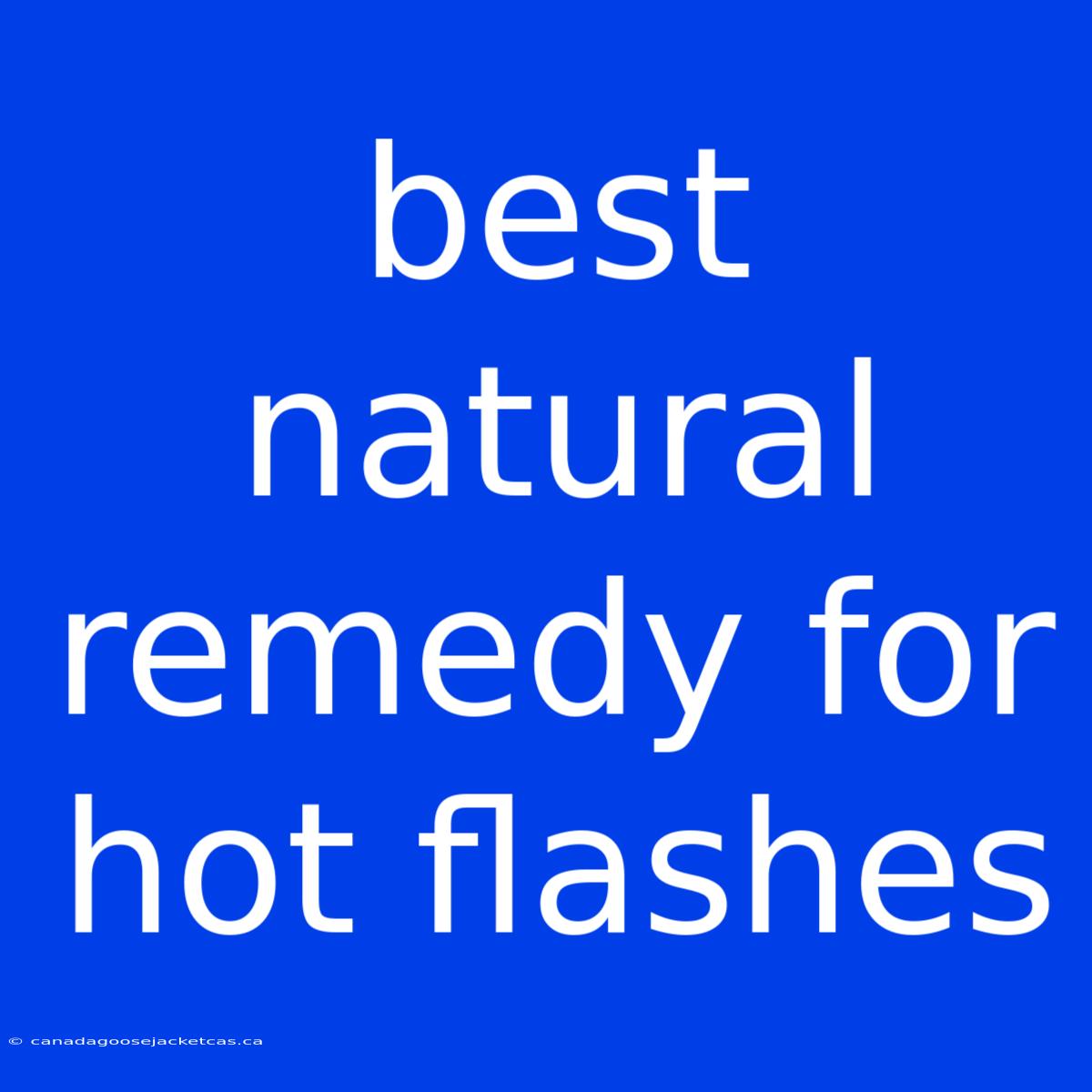 Best Natural Remedy For Hot Flashes