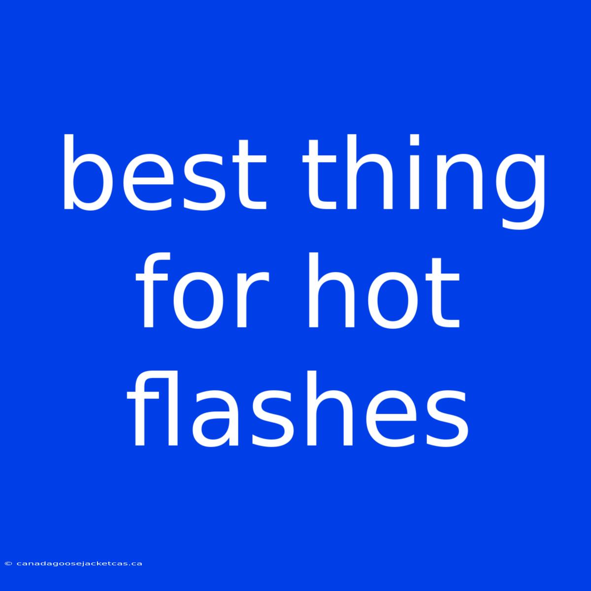 Best Thing For Hot Flashes