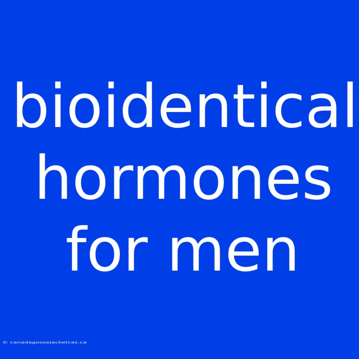 Bioidentical Hormones For Men