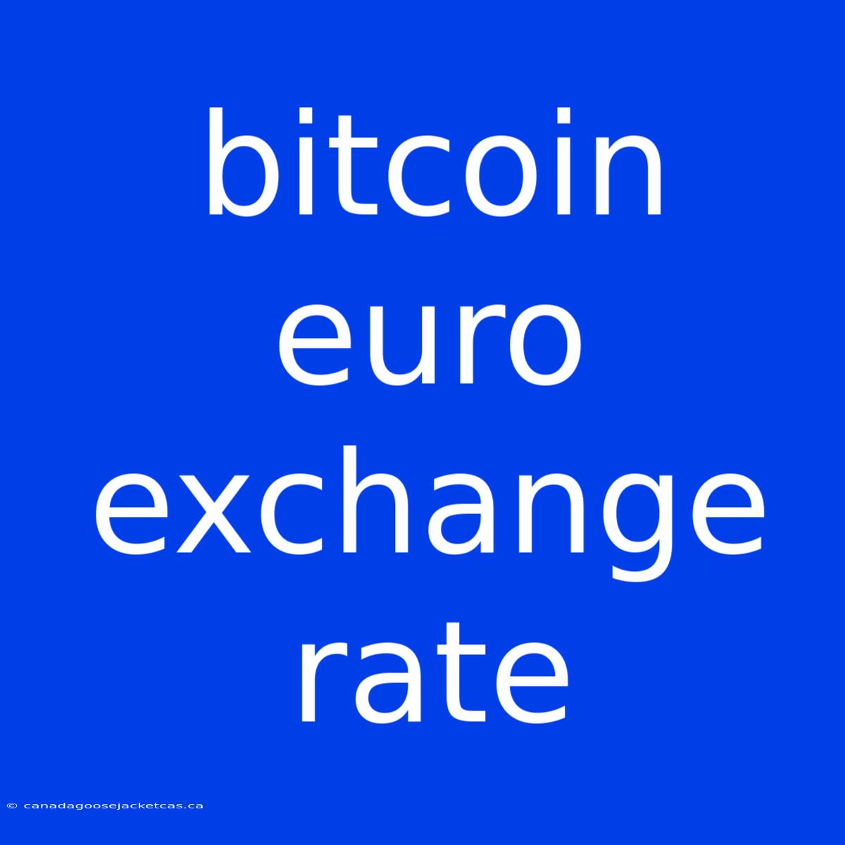 Bitcoin Euro Exchange Rate