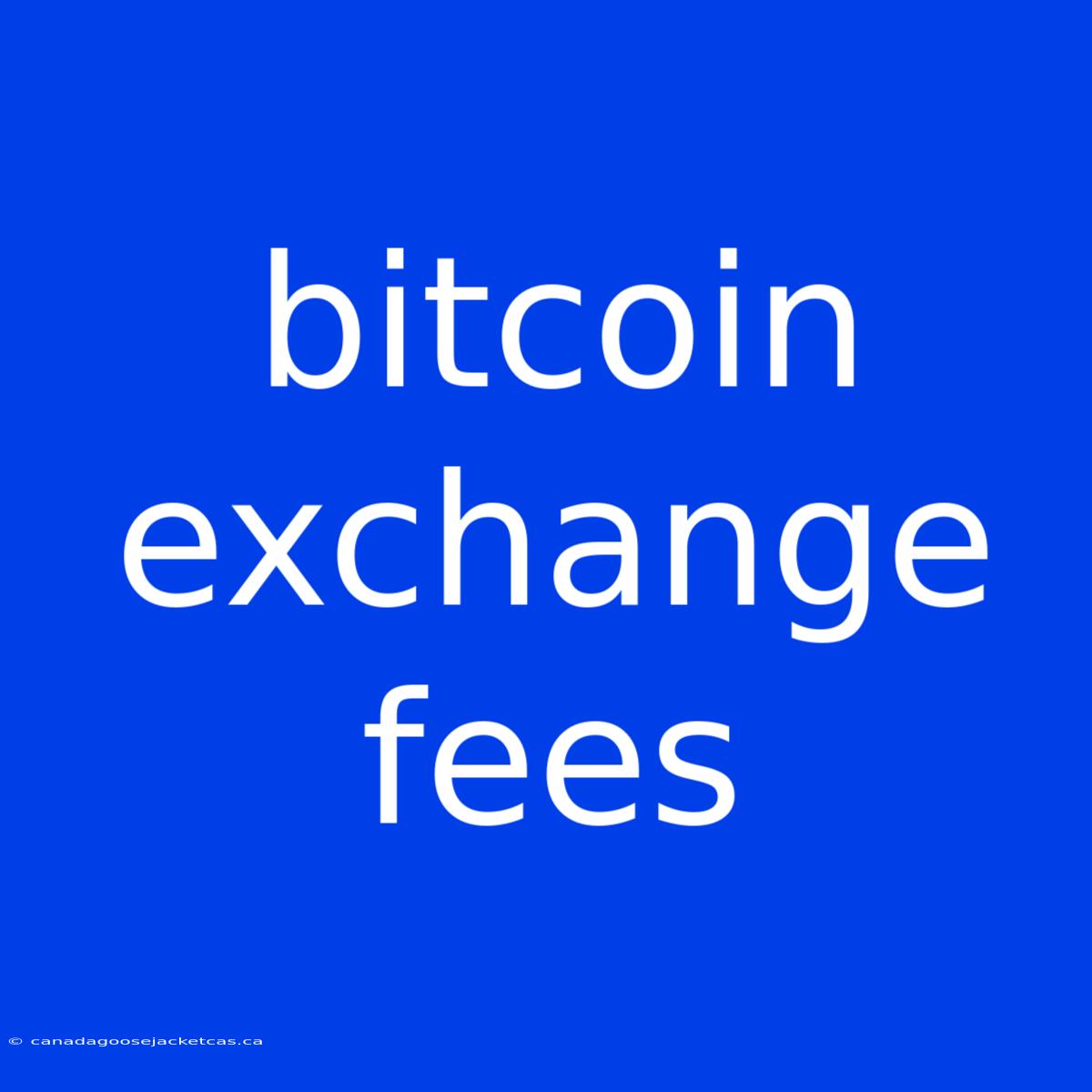 Bitcoin Exchange Fees