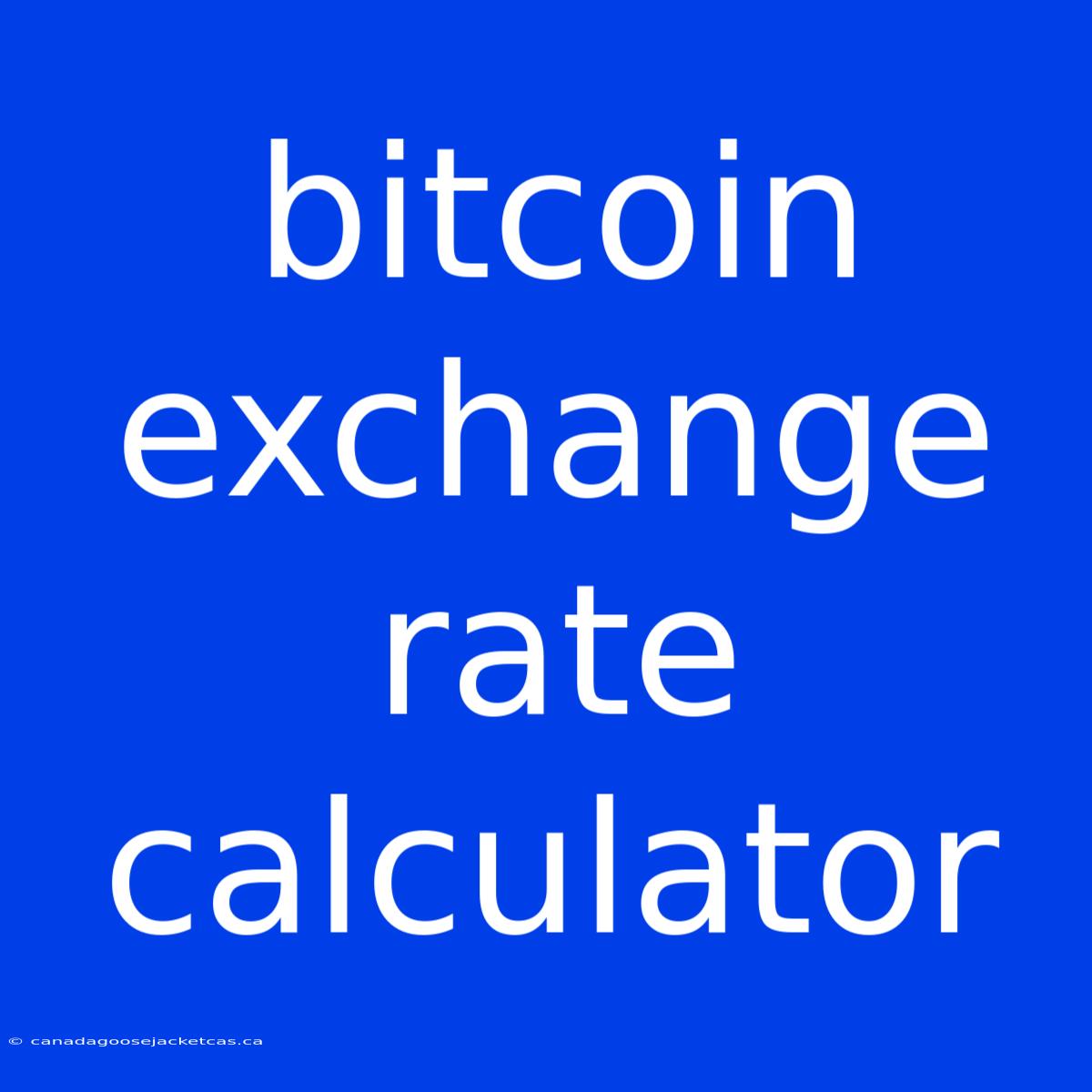 Bitcoin Exchange Rate Calculator