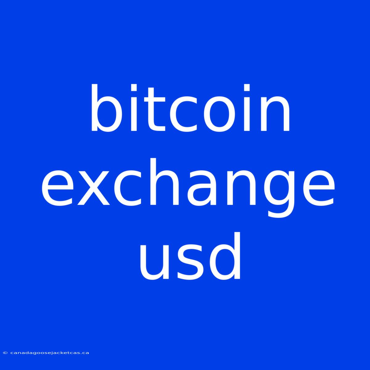 Bitcoin Exchange Usd