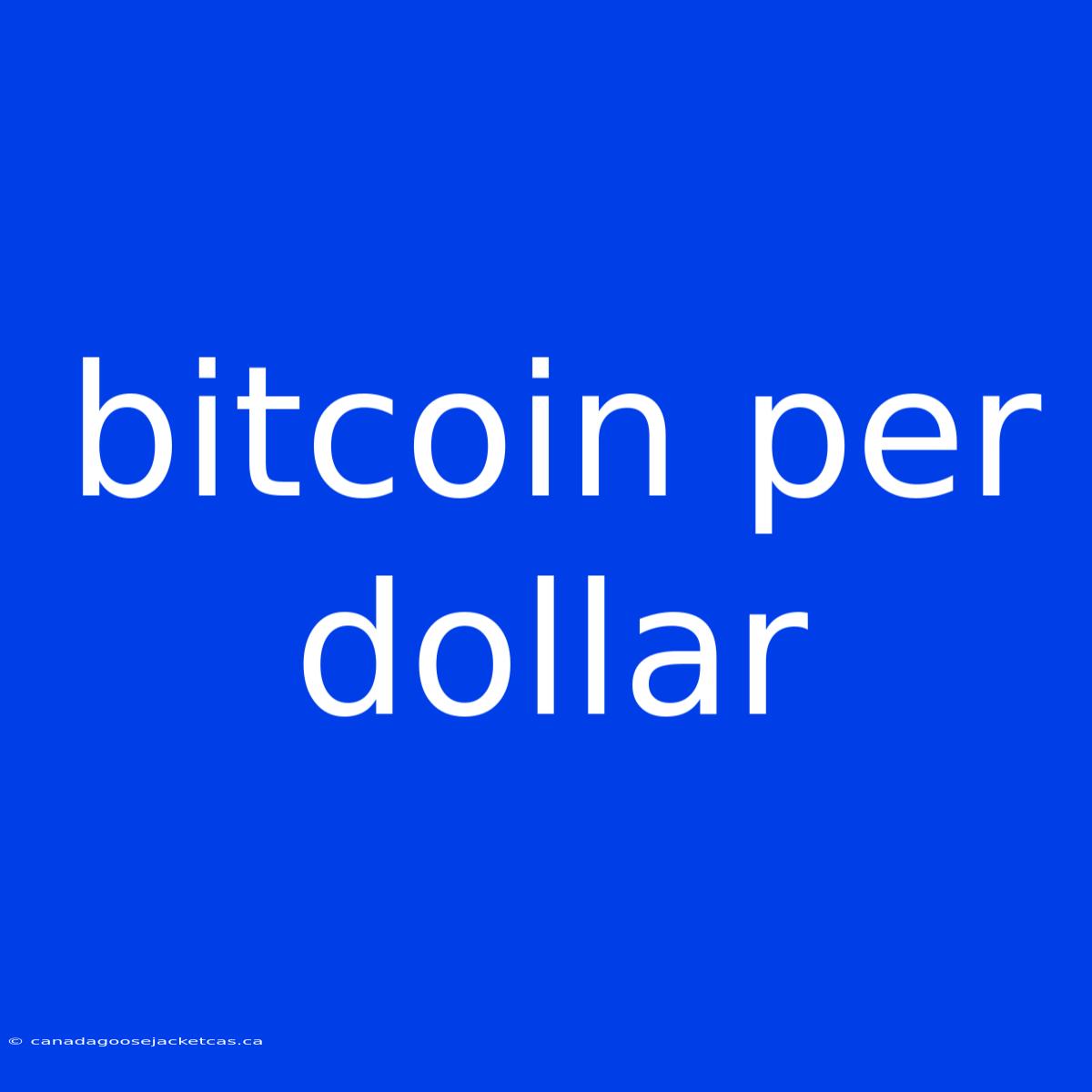 Bitcoin Per Dollar