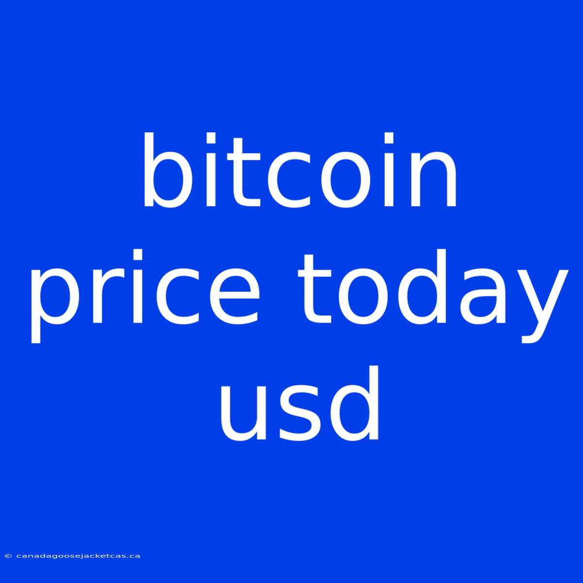 Bitcoin Price Today Usd