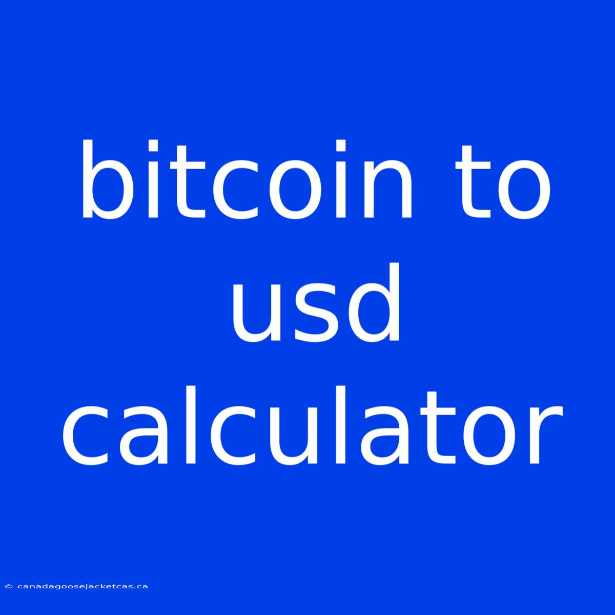 Bitcoin To Usd Calculator